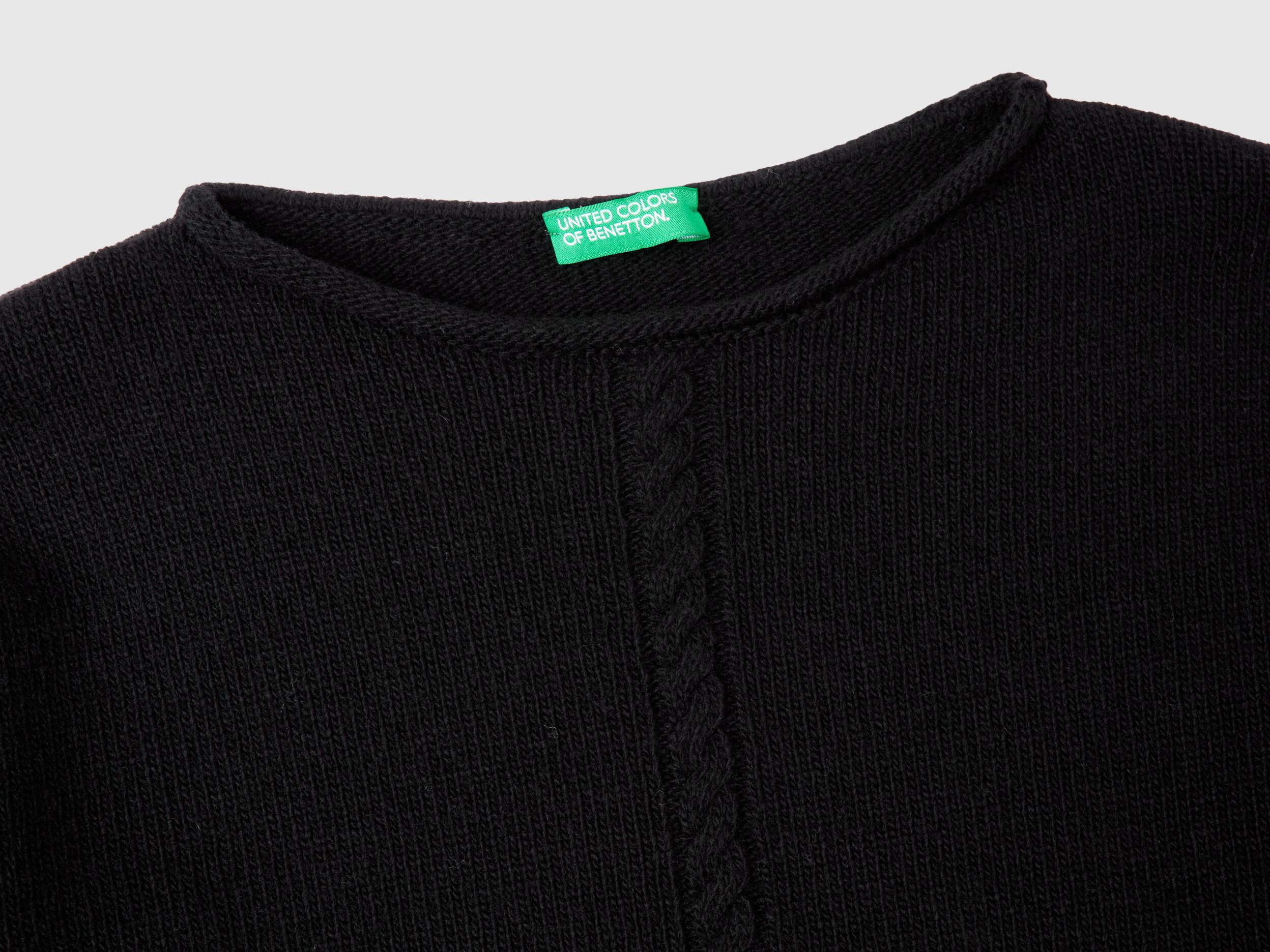 激安直営店 in sweater knit Cable wool Benetton | Black - blend トップス