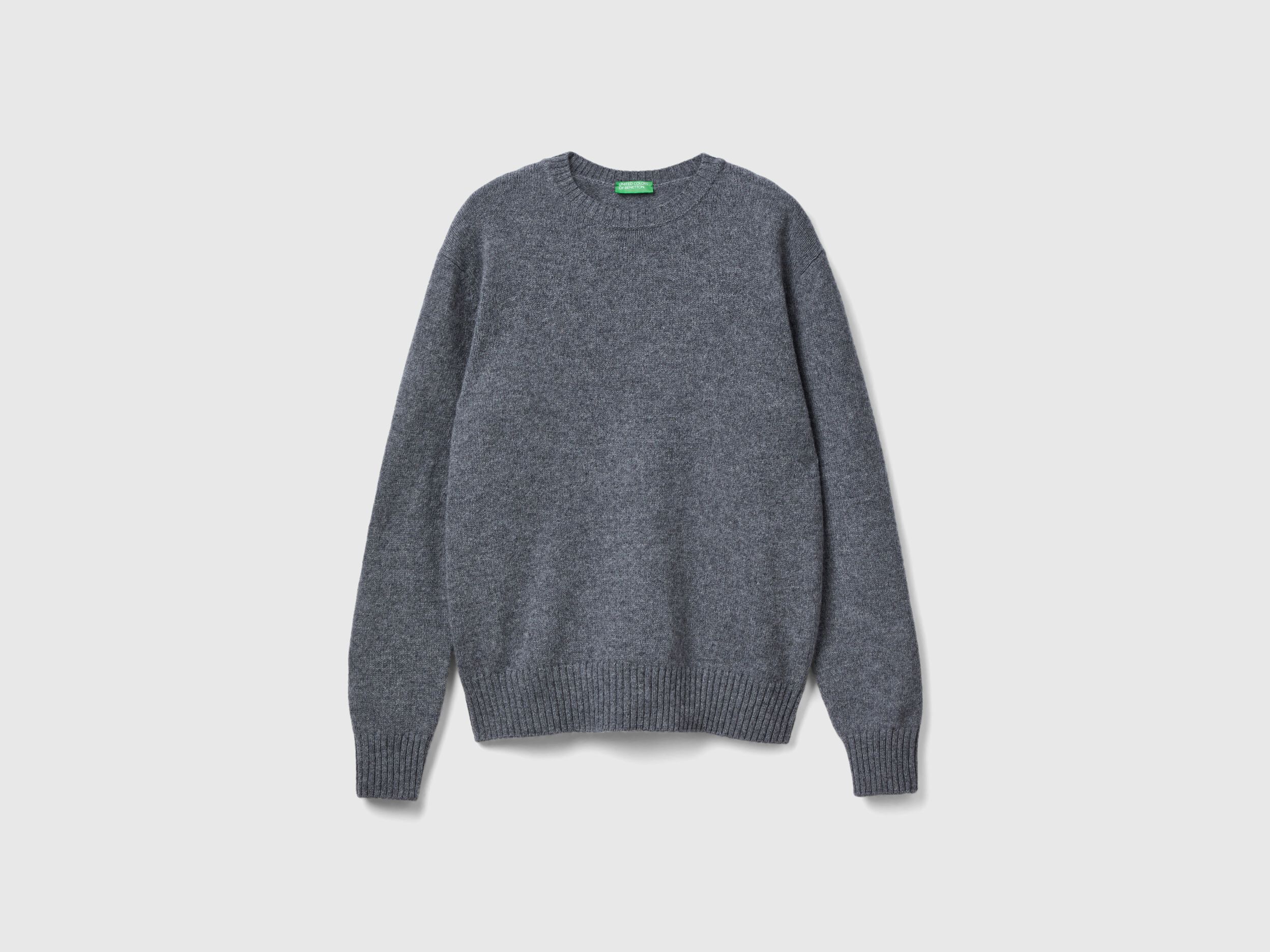 Sweater in Shetland wool - Gray | Benetton