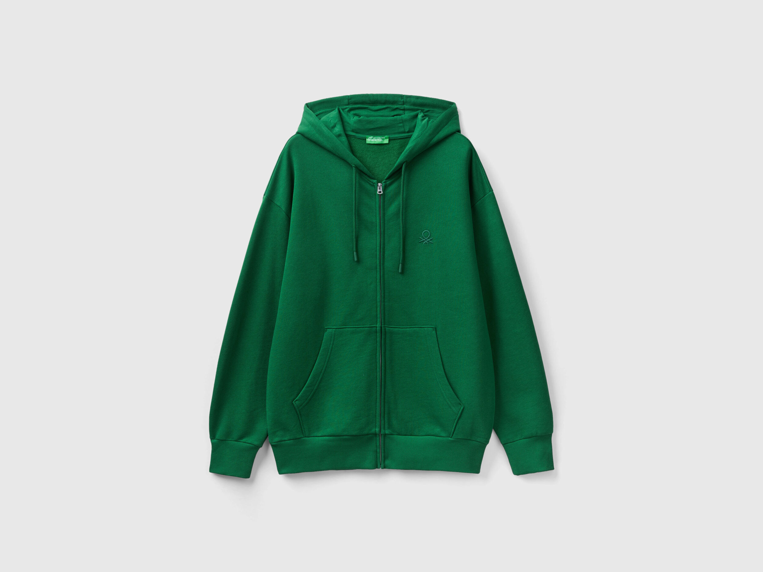 Warm hoodie with zip - Green | Benetton