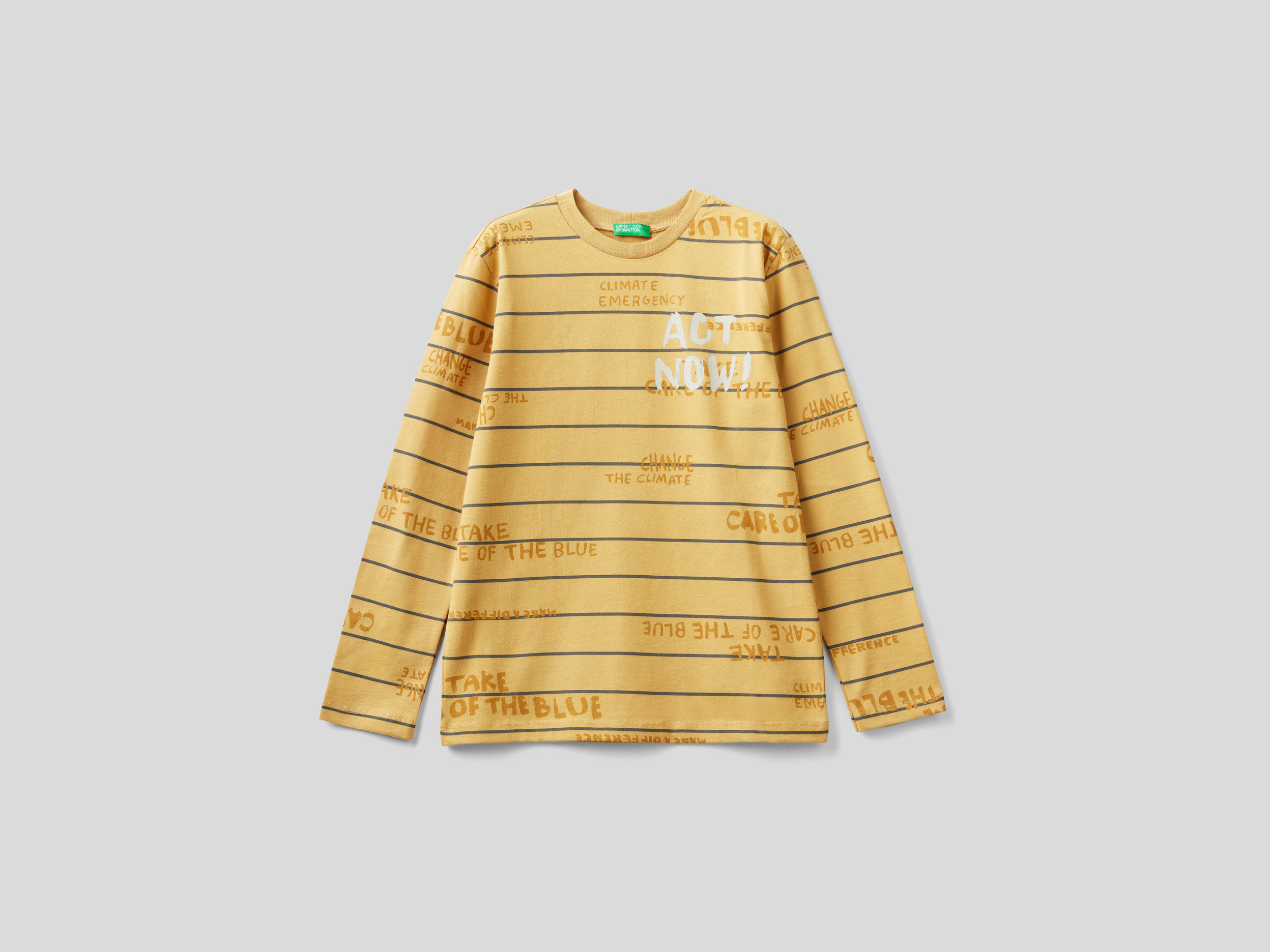 Benetton, T-shirt Rayé Avec Imprimé, taille , Jaune, Enfants