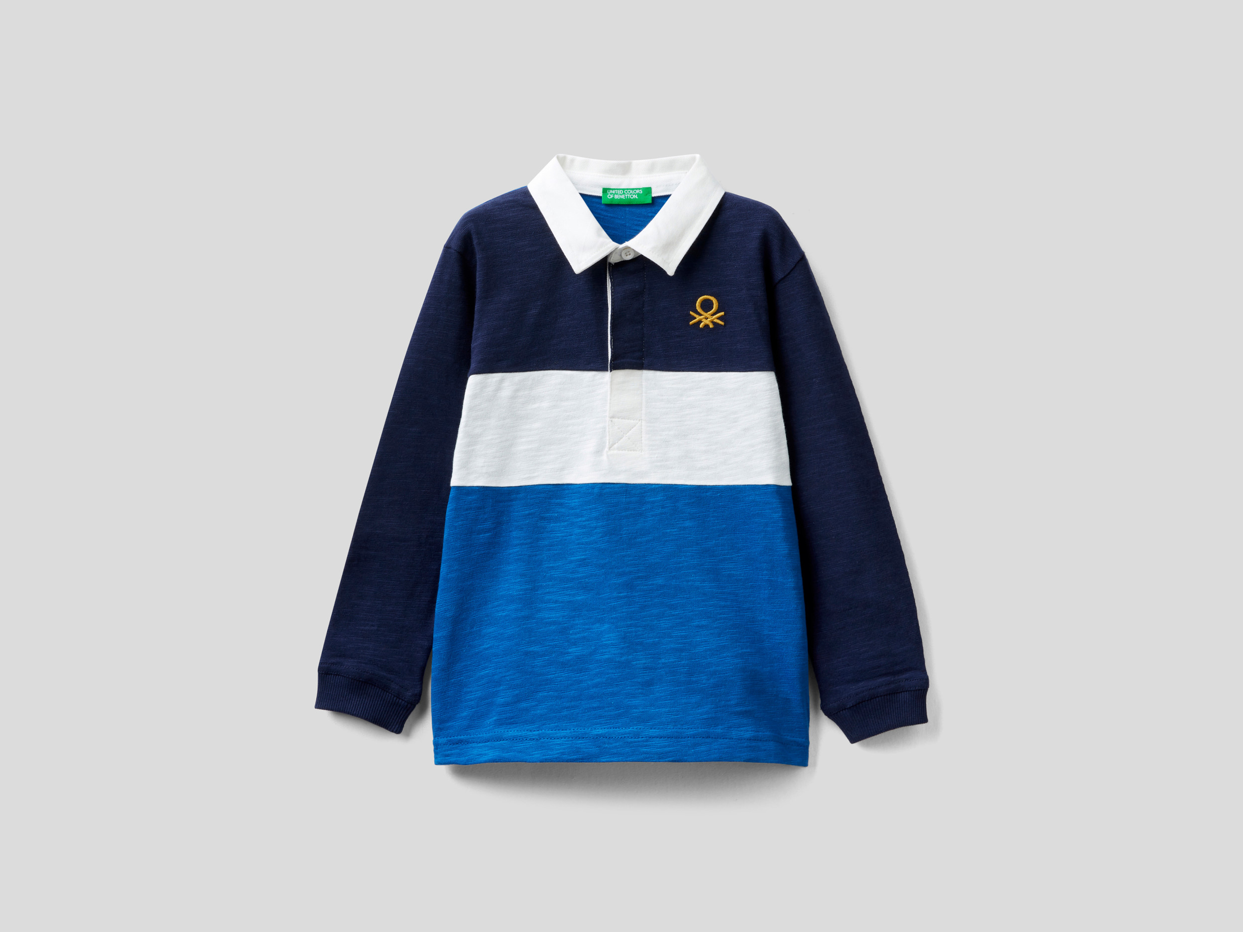 Benetton, Polo De Style Rugby 100 % Coton, taille , Bleu Foncé, Enfants
