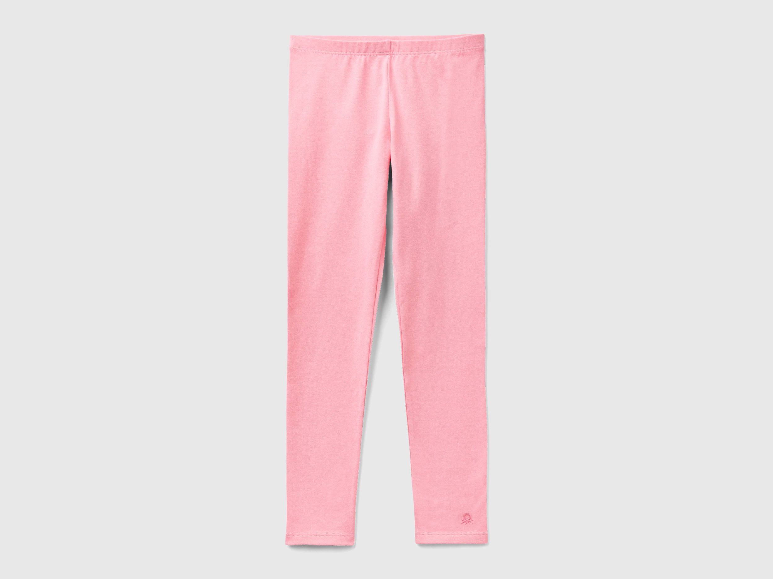 Benetton, Leggings In Stretch Cotton With Logo, size L, Pink, Kids