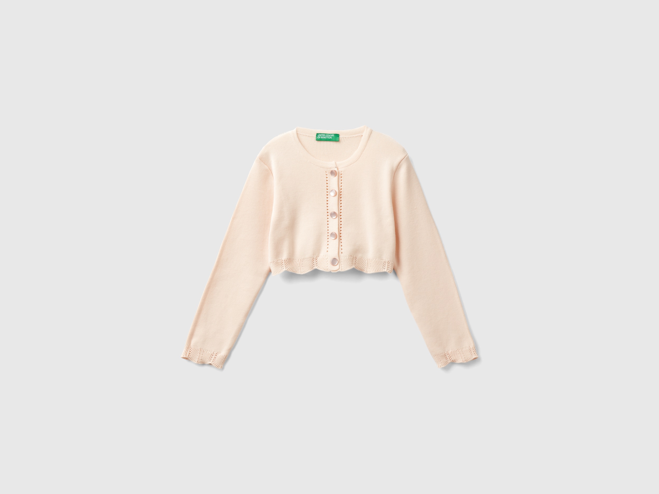 Benetton, Cardigan In Misto Viscosa, Pesca, Bambini