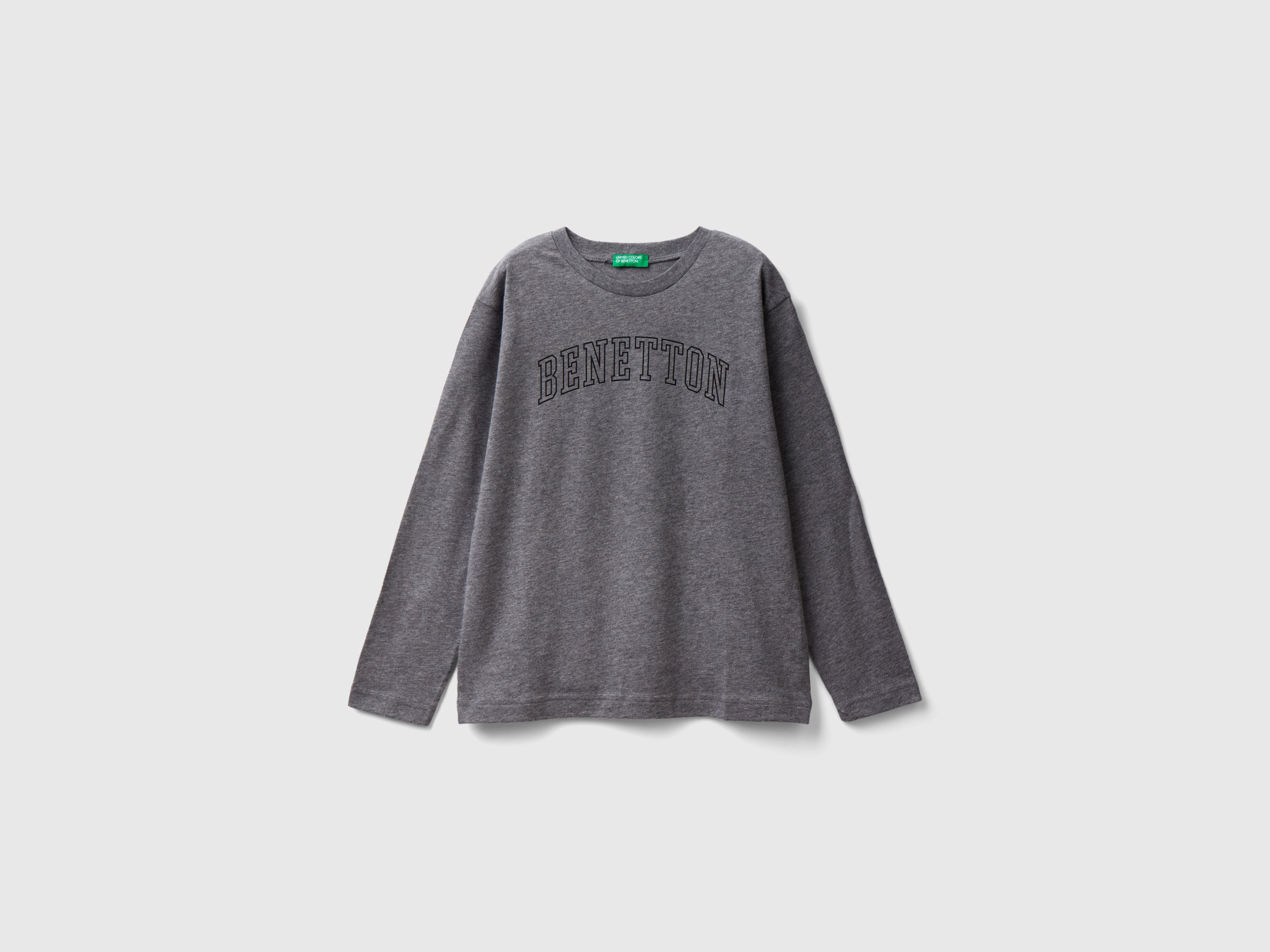 Benetton, Long Sleeve T-shirt With Logo, size 3XL, Dark Gray, Kids