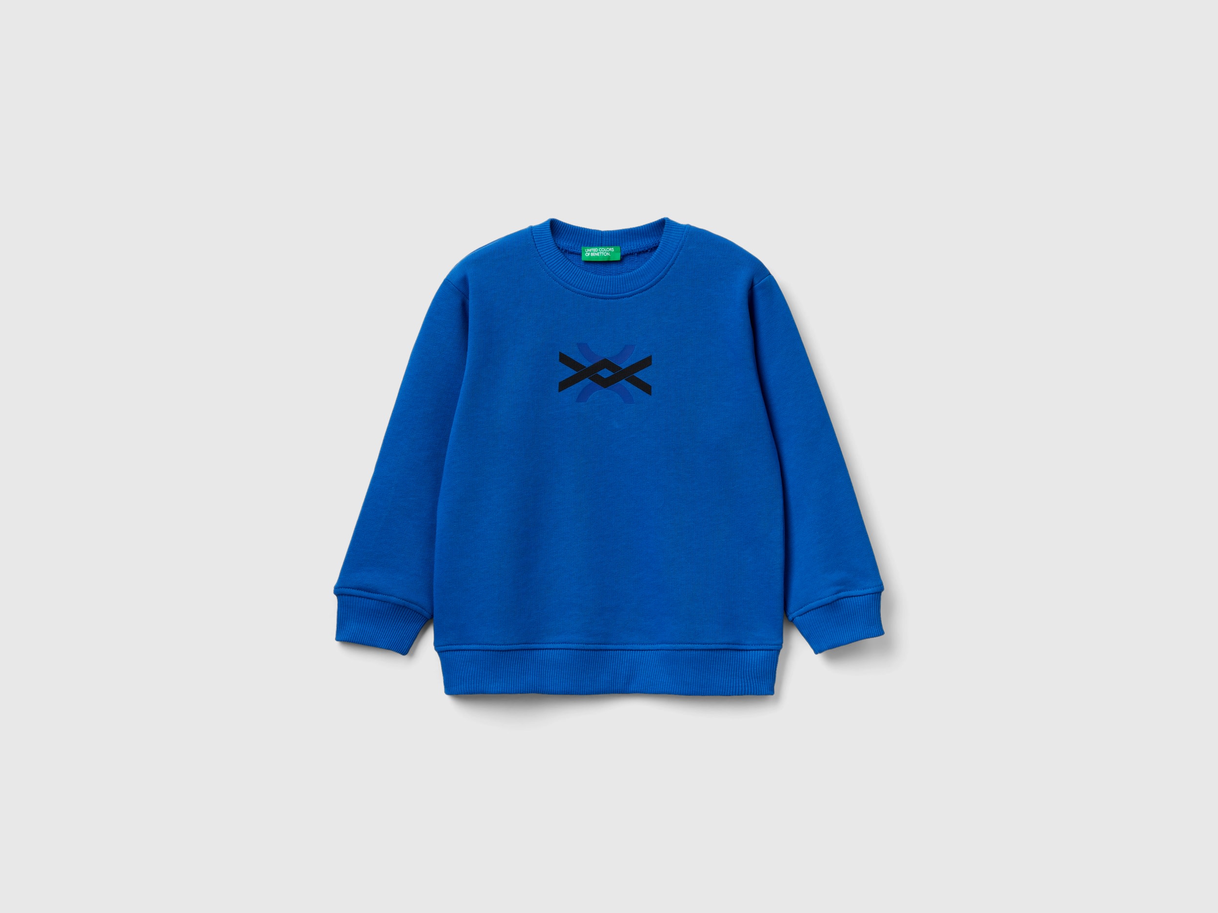 Benetton, Sweatshirt In 100% Organic Cotton, size 4-5, Bright Blue, Kids