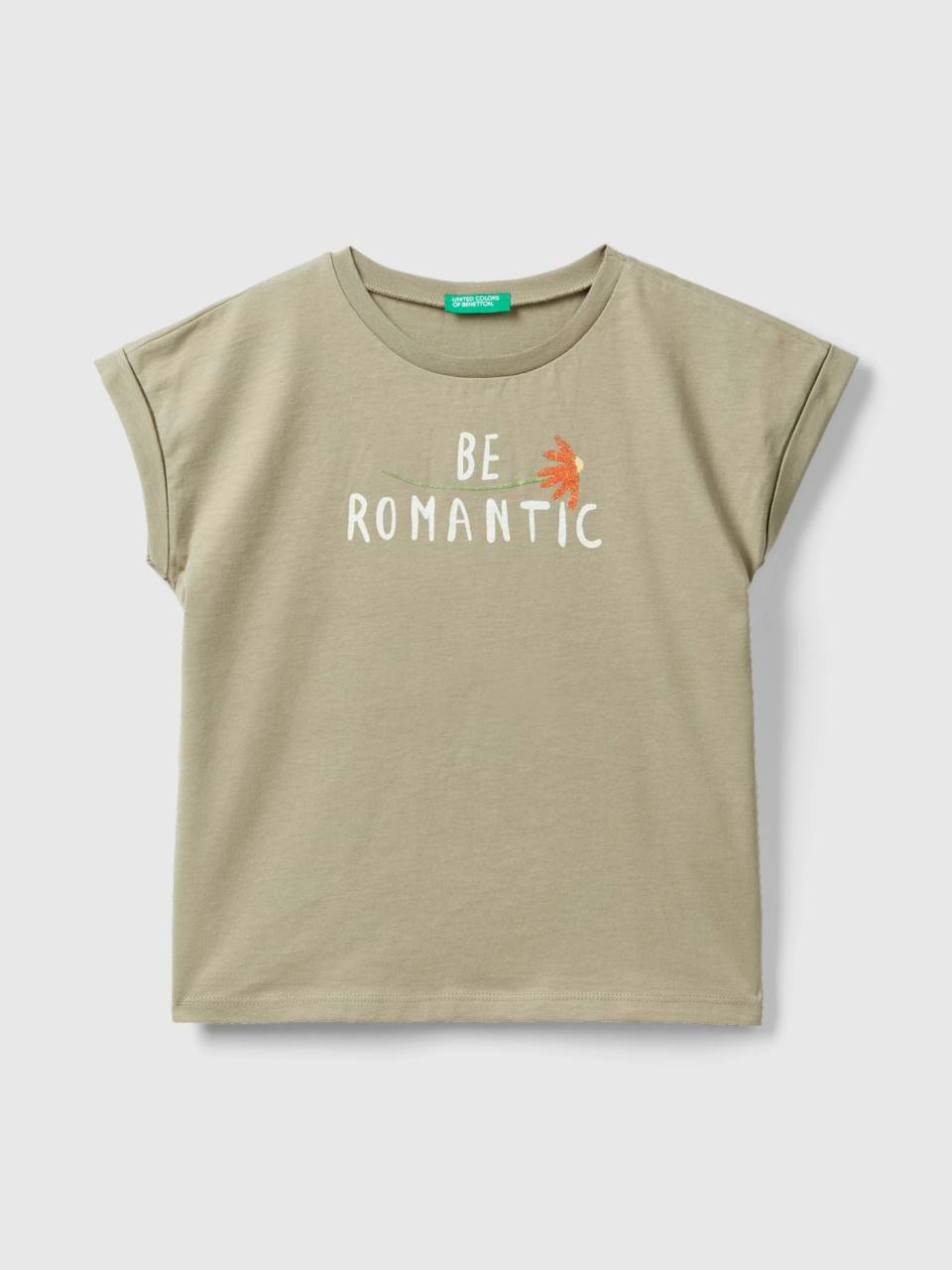 Regular fit t-shirt in organic | cotton - Benetton Beige