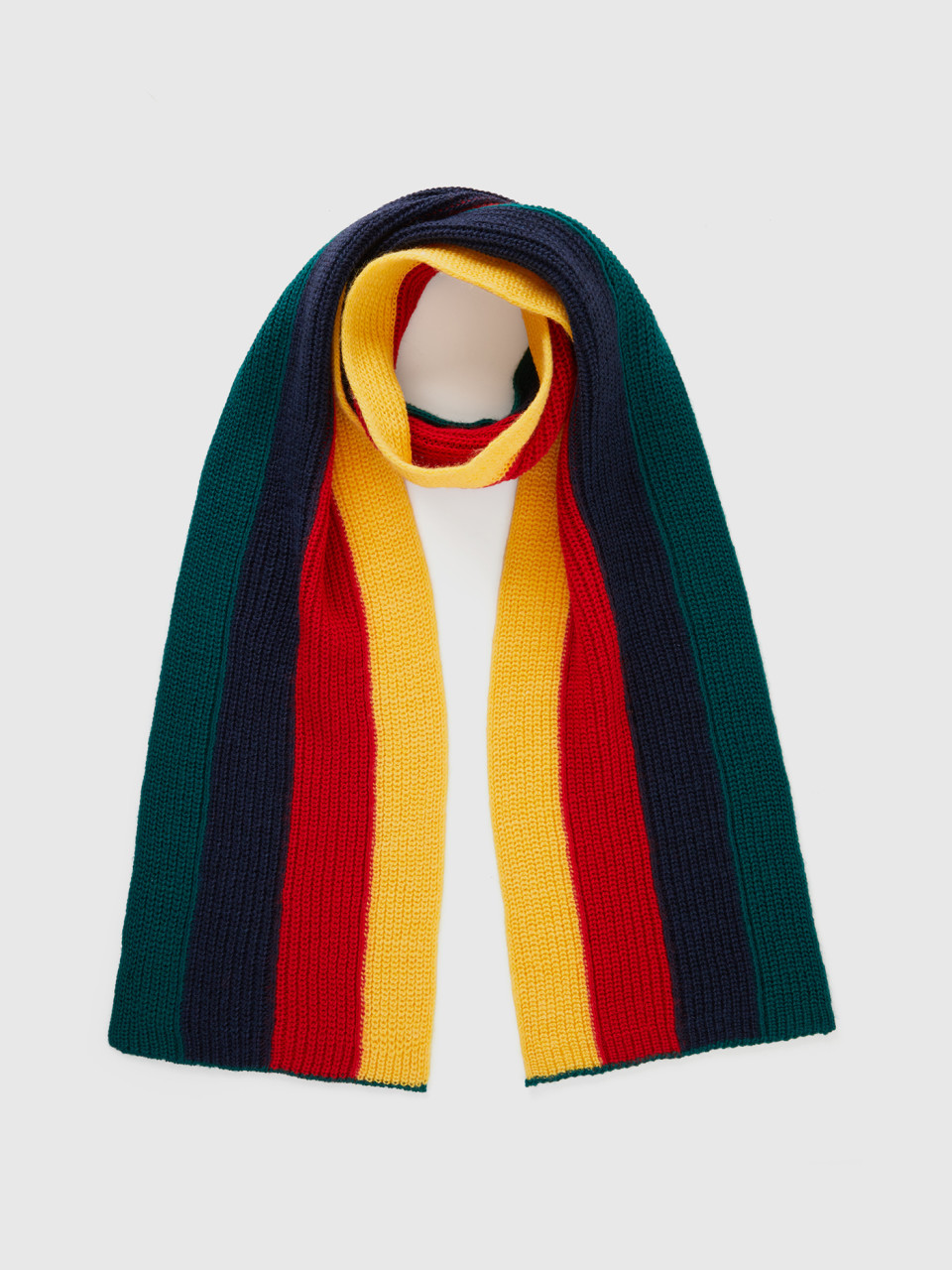 Benetton, Scarf In Wool Blend With Inlays, Multi-color, Kids