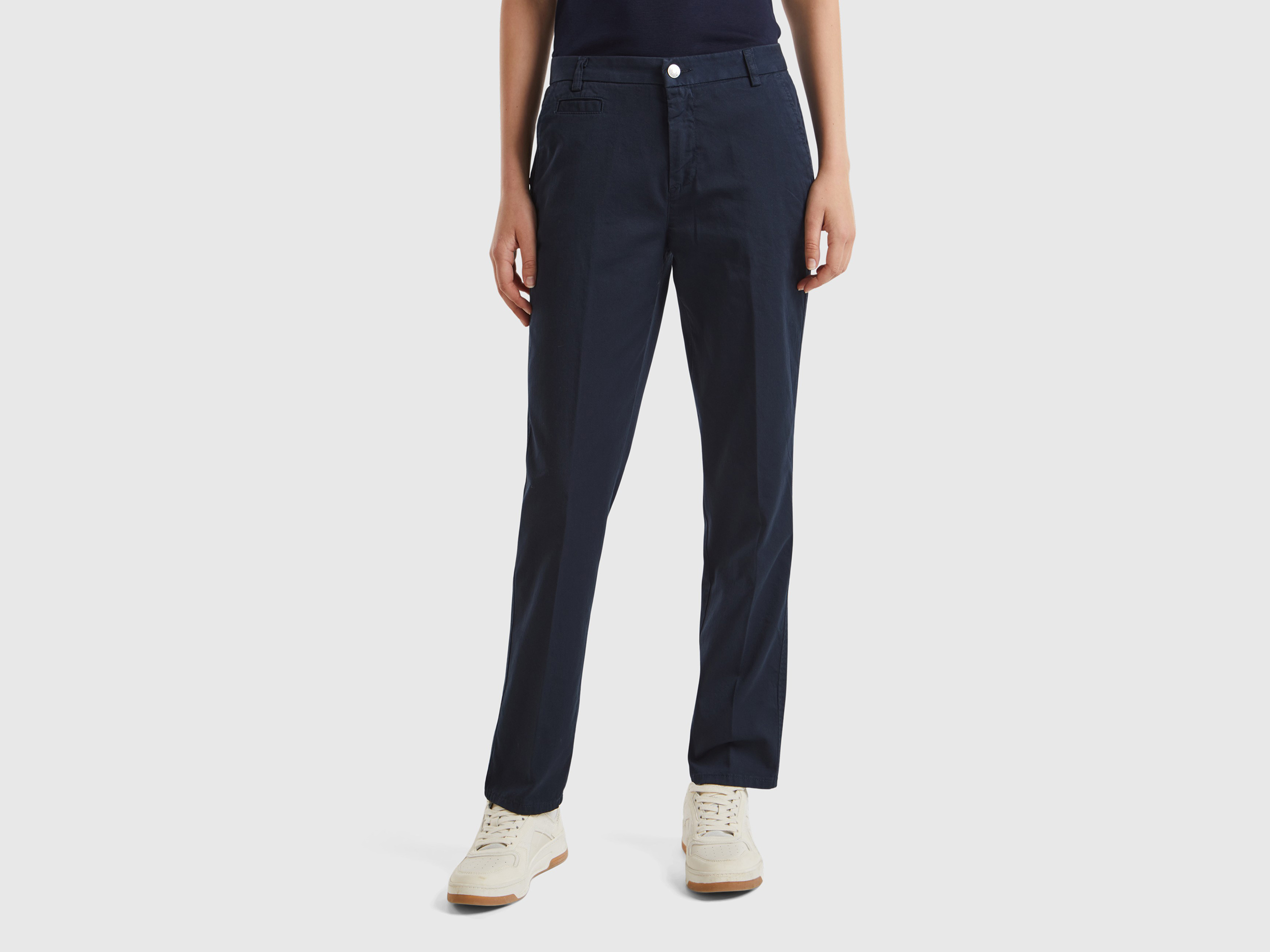 United Colors of Benetton Benetton, Τσίνο Slim Fit Από Βαμβακερό Μπλε Σκούρο, size , Σκουρο Μπλε, Γυναικεία