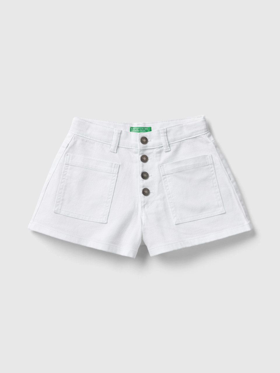 Benetton, Stretch Cotton Shorts, White, Kids