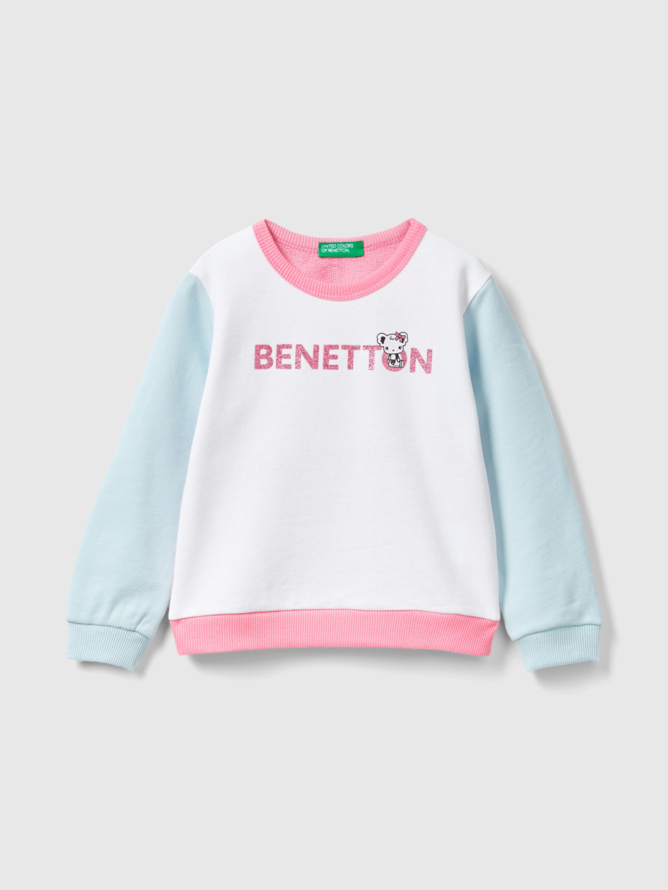 Benetton, Felpa 100% Cotone Bio Con Logo, Multicolore, Bambini