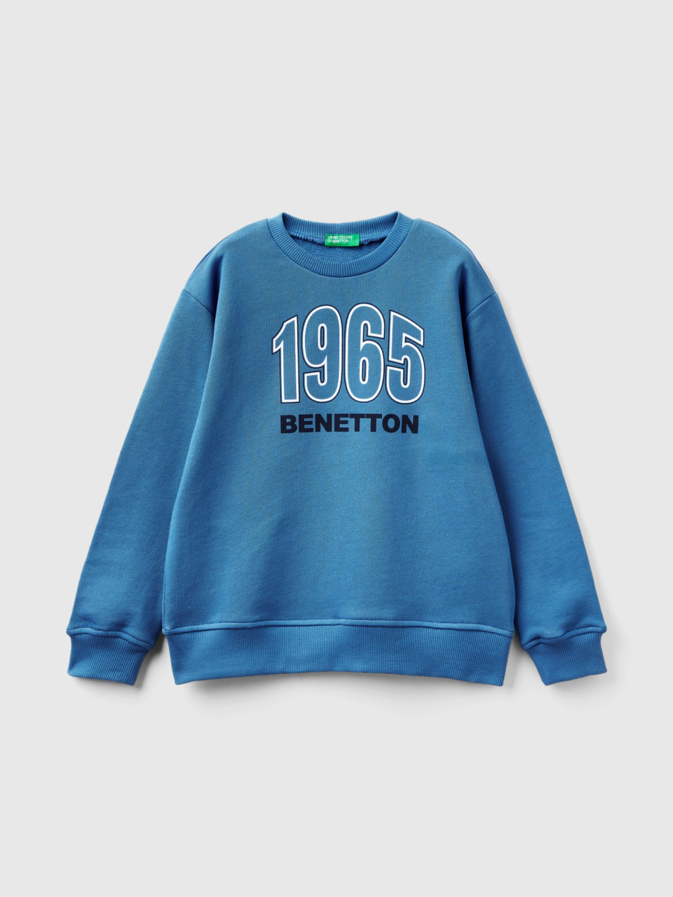 Benetton, Felpa Con Stampa Logo, Blu, Bambini