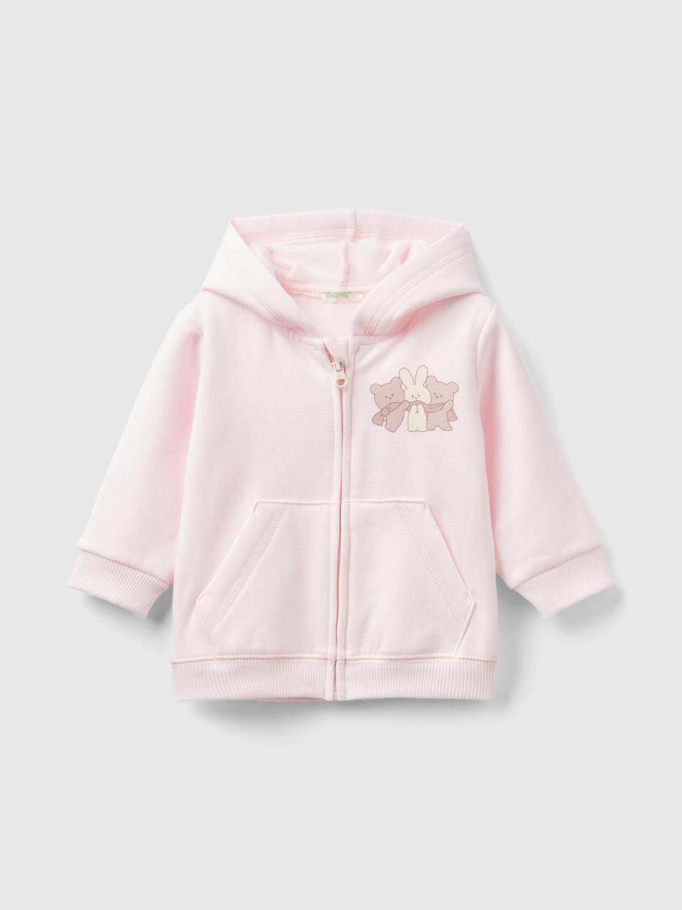 Benetton, Warm Sweatshirt With Animal Print, Soft Pink, Kids