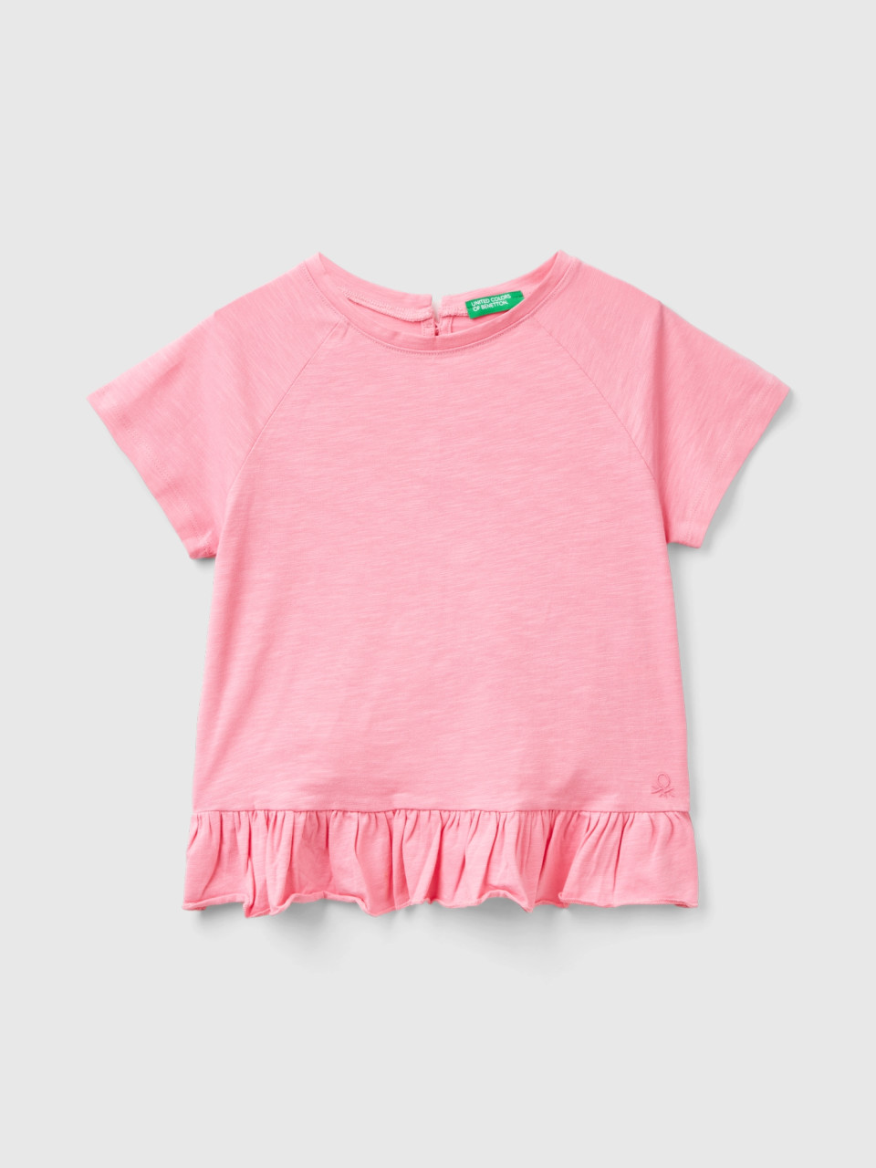 Benetton, T-shirt With Ruffles, Pink, Kids
