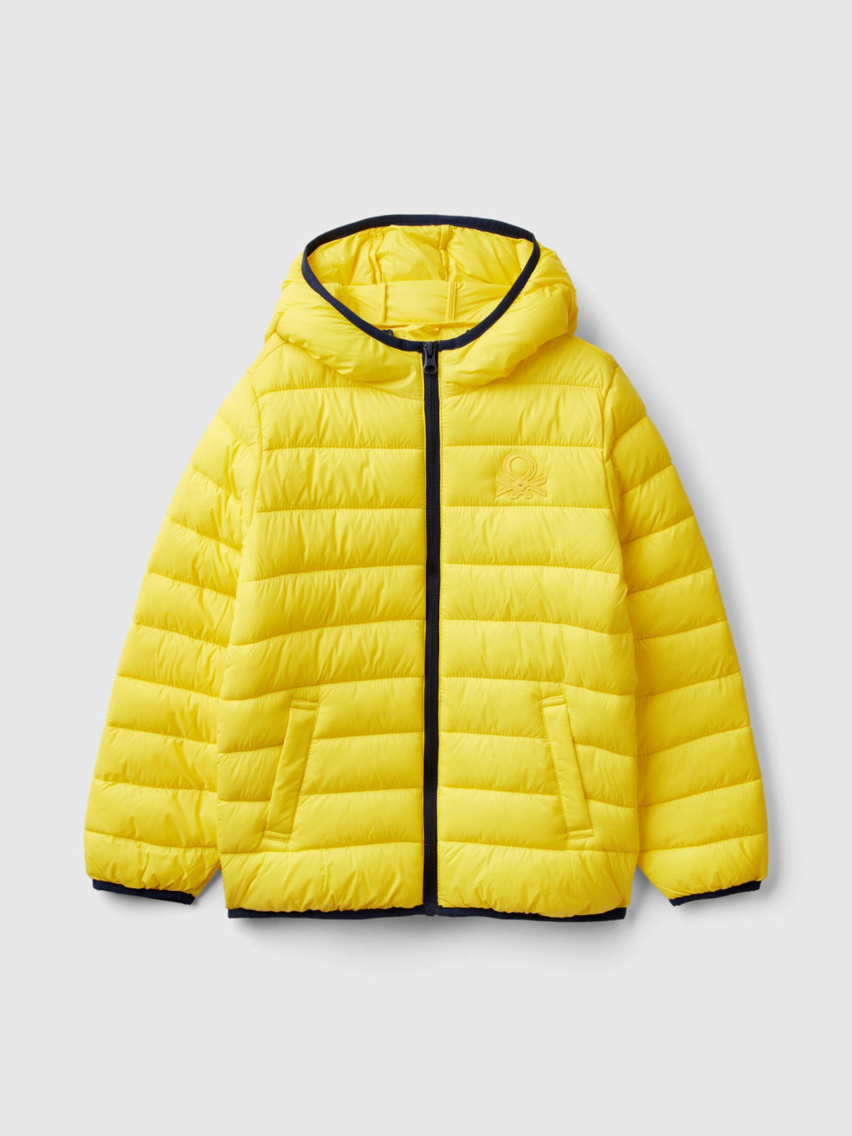 Benetton, Padded Jacket With Hood, Yellow, Kids