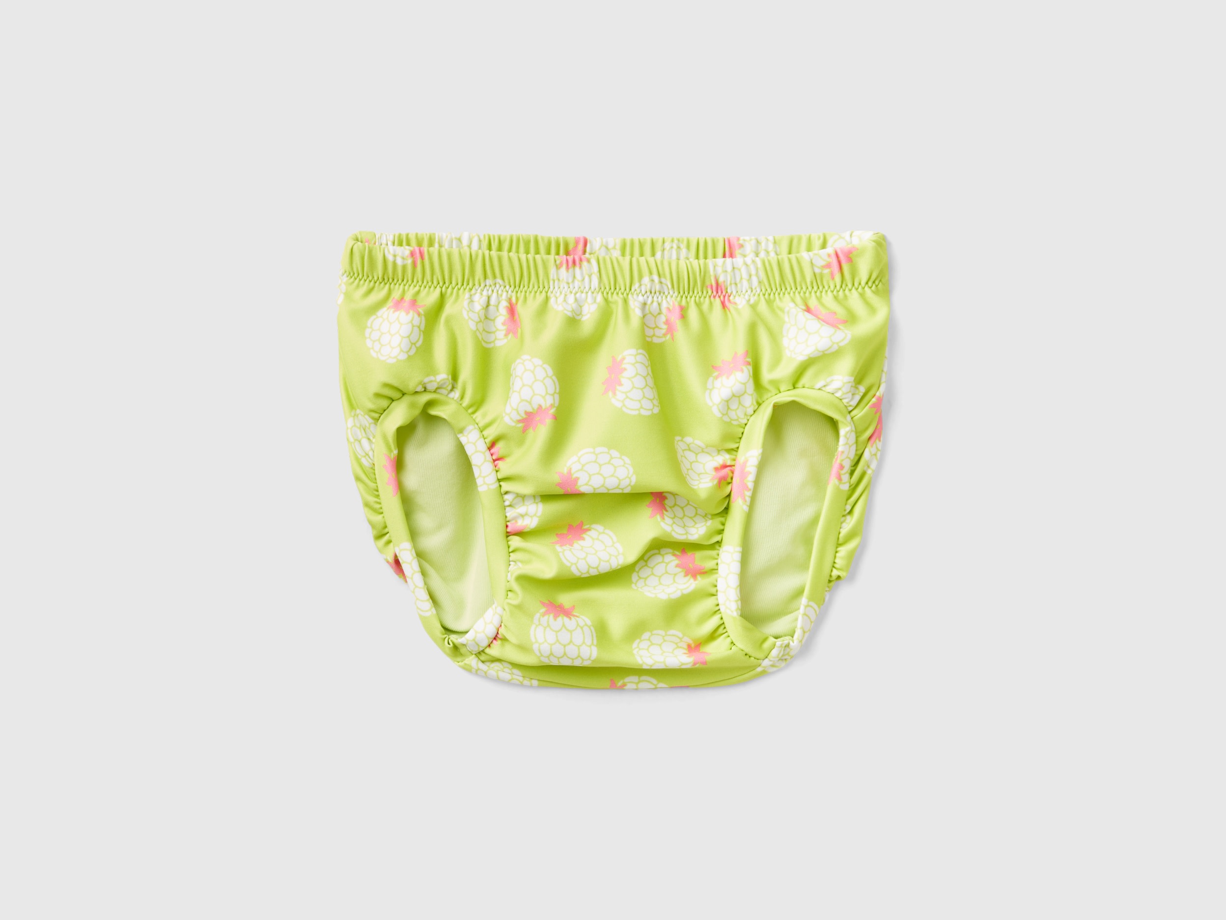 Benetton, Costume Slip Con Stampa Frutta, Giallo, Bambini