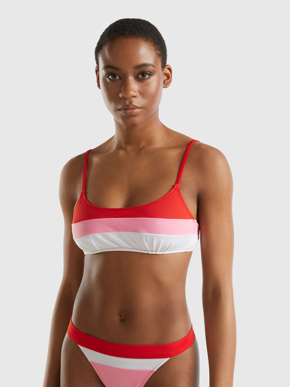 Benetton, Striped Bikini Top In Econyl®, , Women