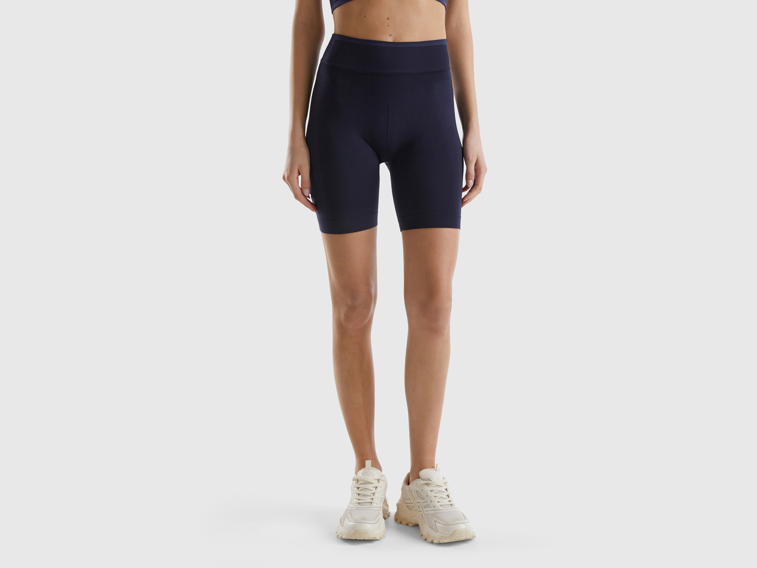 Image of Benetton, Seamless Sports Cycling Leggings, size S, Dark Blue, Women
