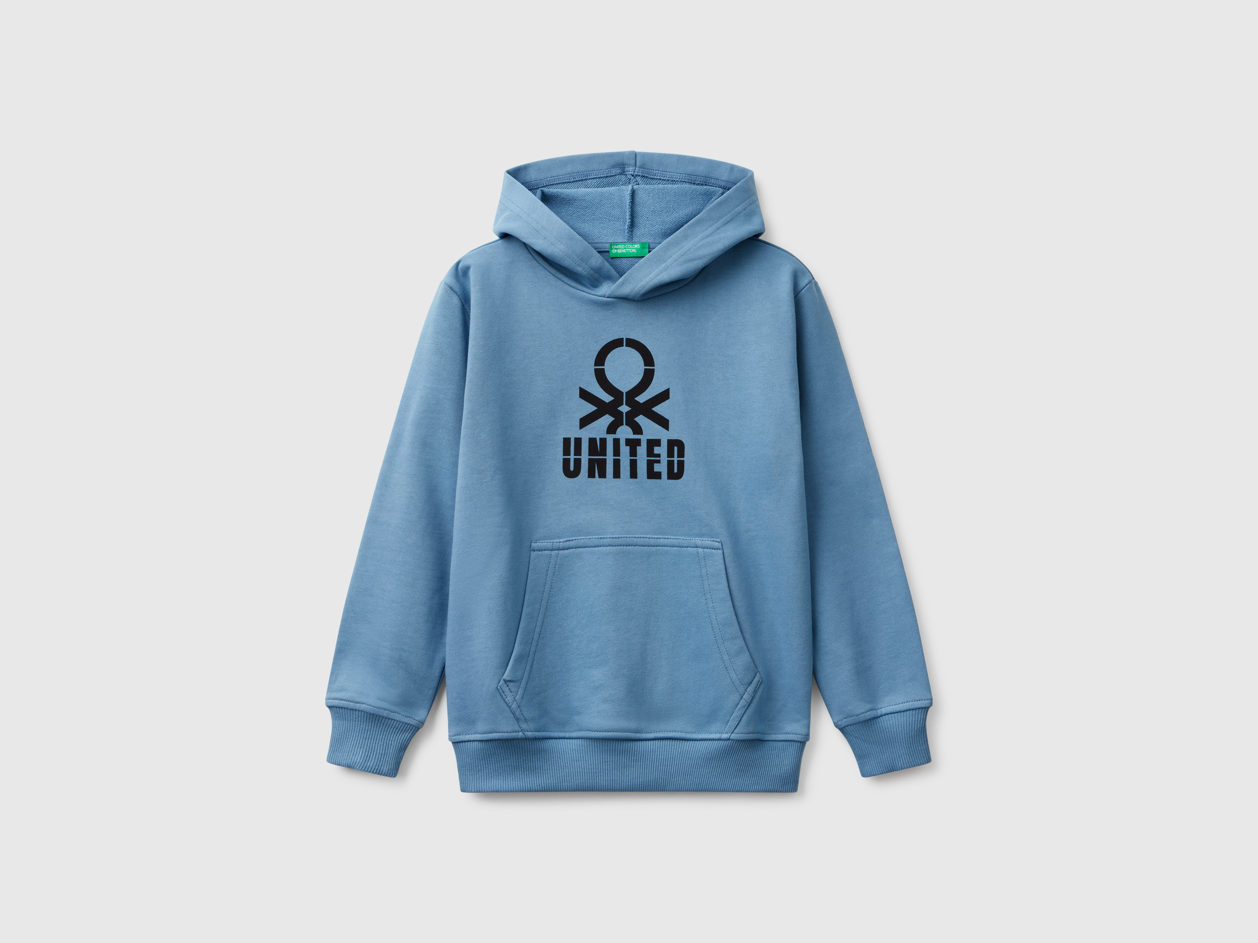 United Colors of Benetton Benetton, Φούτερ Με Τύπωμα Και Κουκούλα, size XL, Ανοιχτο Μπλε, Παιδικά