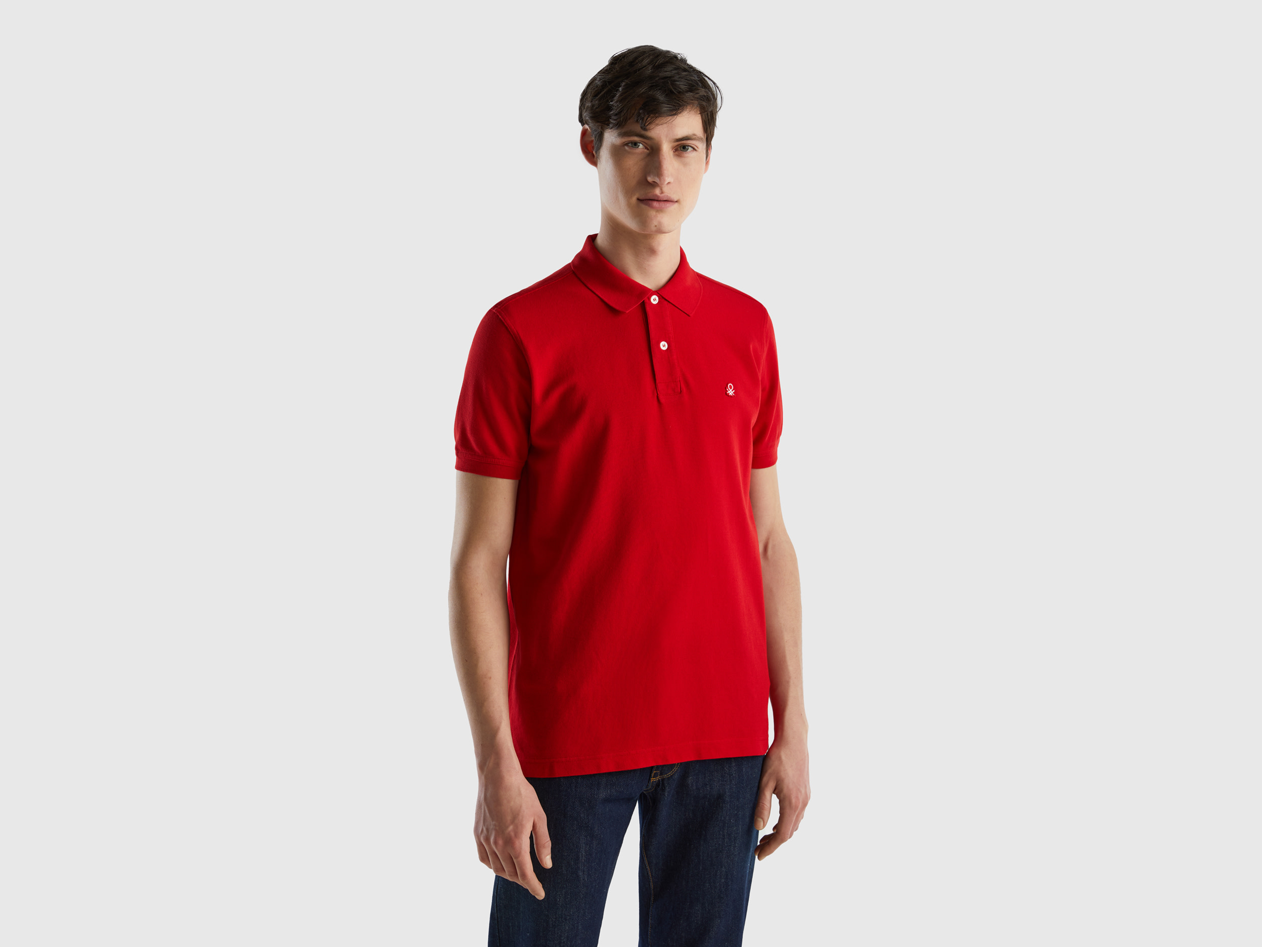 Image of Benetton, Red Regular Fit Polo, size S, Red, Men