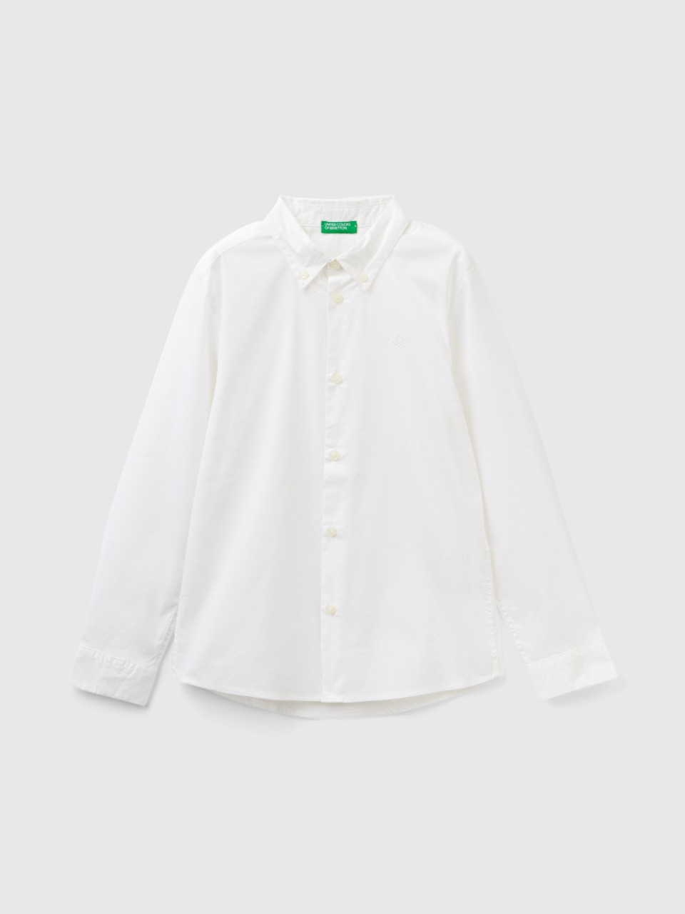 Benetton, Slim Fit Long Sleeve Shirt, White, Kids