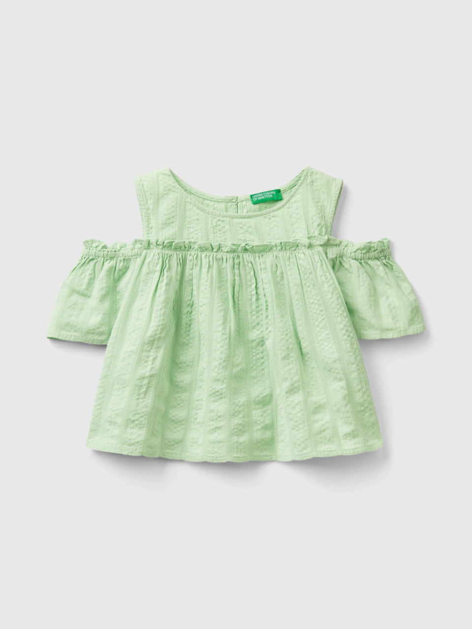 Benetton, Blouse With Rouches, Light Green, Kids