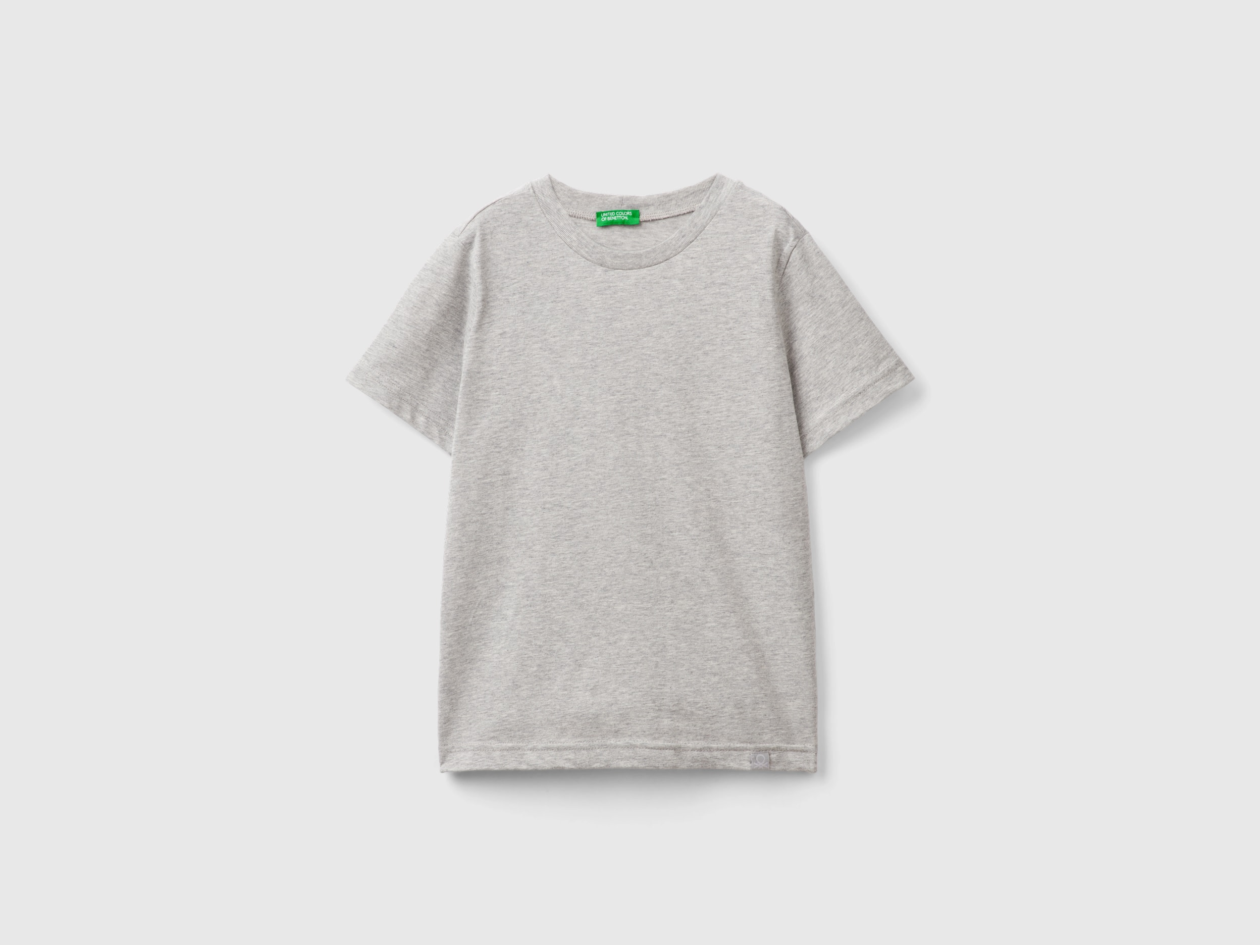 Image of Benetton, Organic Cotton T-shirt, size M, Light Gray, Kids