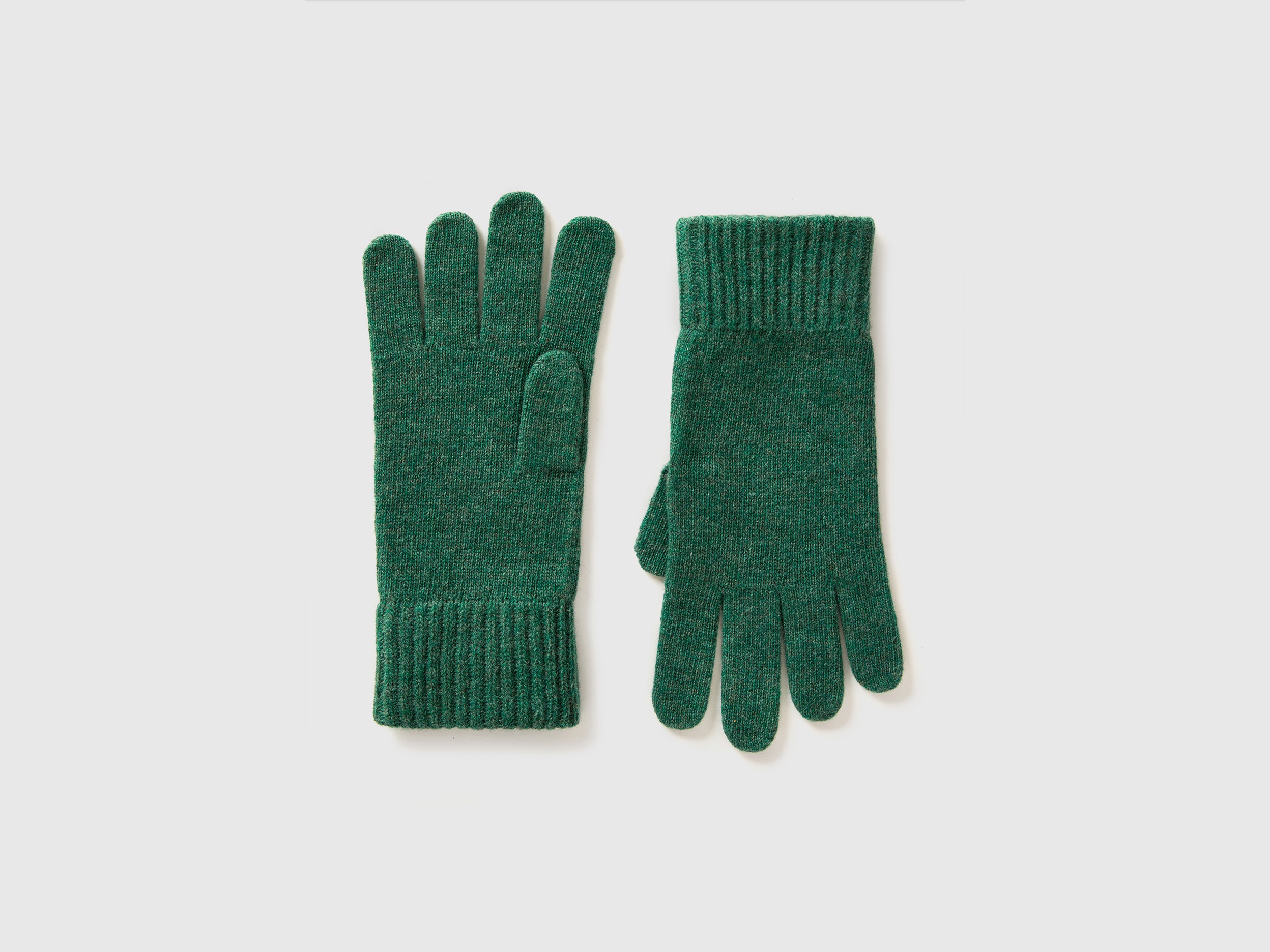 Benetton, Guanti In Pura Lana Vergine, Verde, Uomo