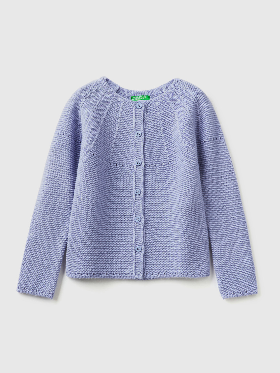 Benetton, Cardigan With Perforated Details, Lilac, Kids