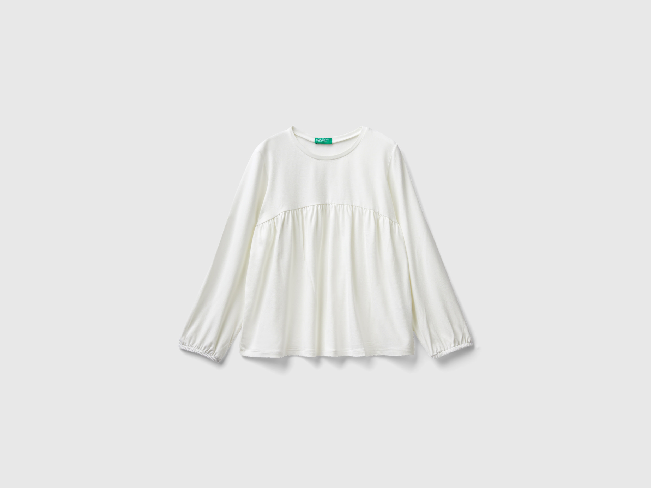 Benetton, Flowy Stretch T-shirt, size 2XL, Creamy White, Kids