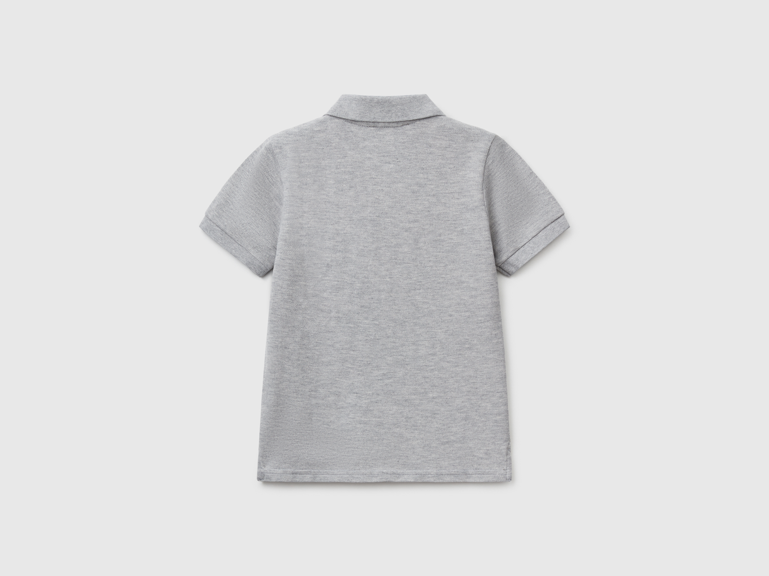 Benetton, Πόλο Κοντομάνικο Από Αγνό Βαμβακερό, size 4-5, Ανοιχτο Γκρι, Παιδικά φωτογραφία
