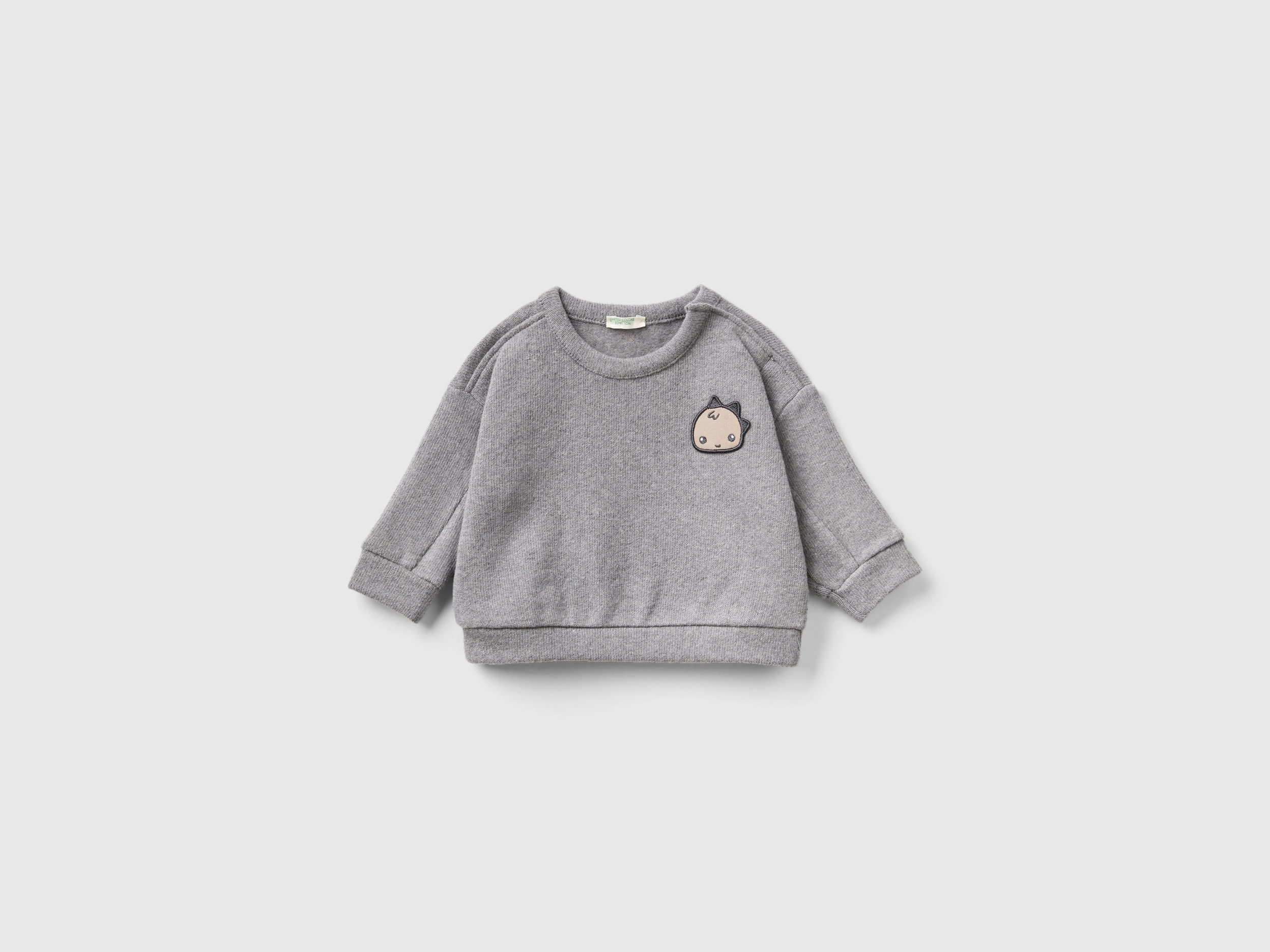 Benetton, Sweatshirt In Recycled Cotton Blend, size 12-18, Gray, Kids