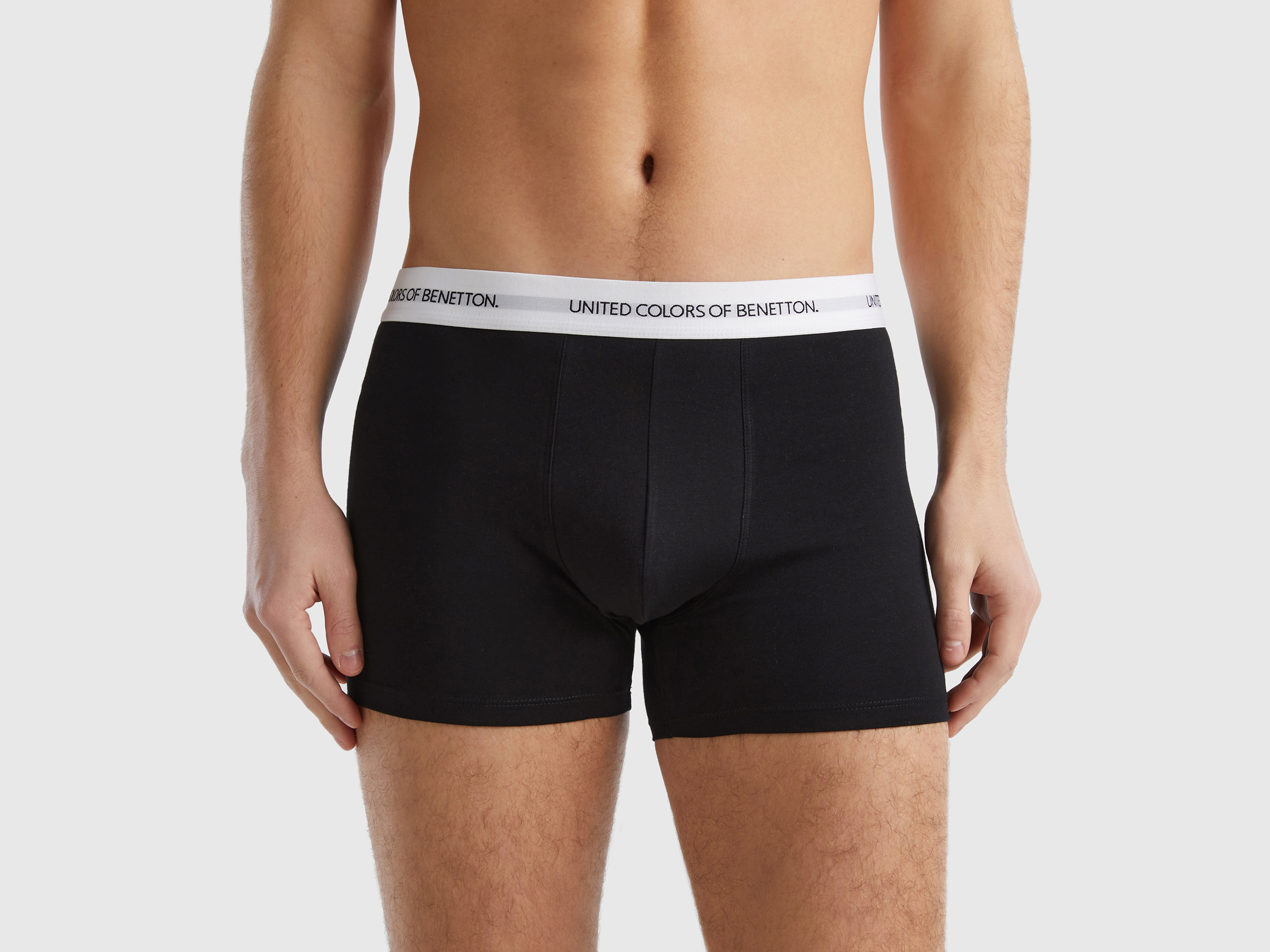 Image of Benetton, Boxers In Stretch Organic Cotton, size M, Black, Men