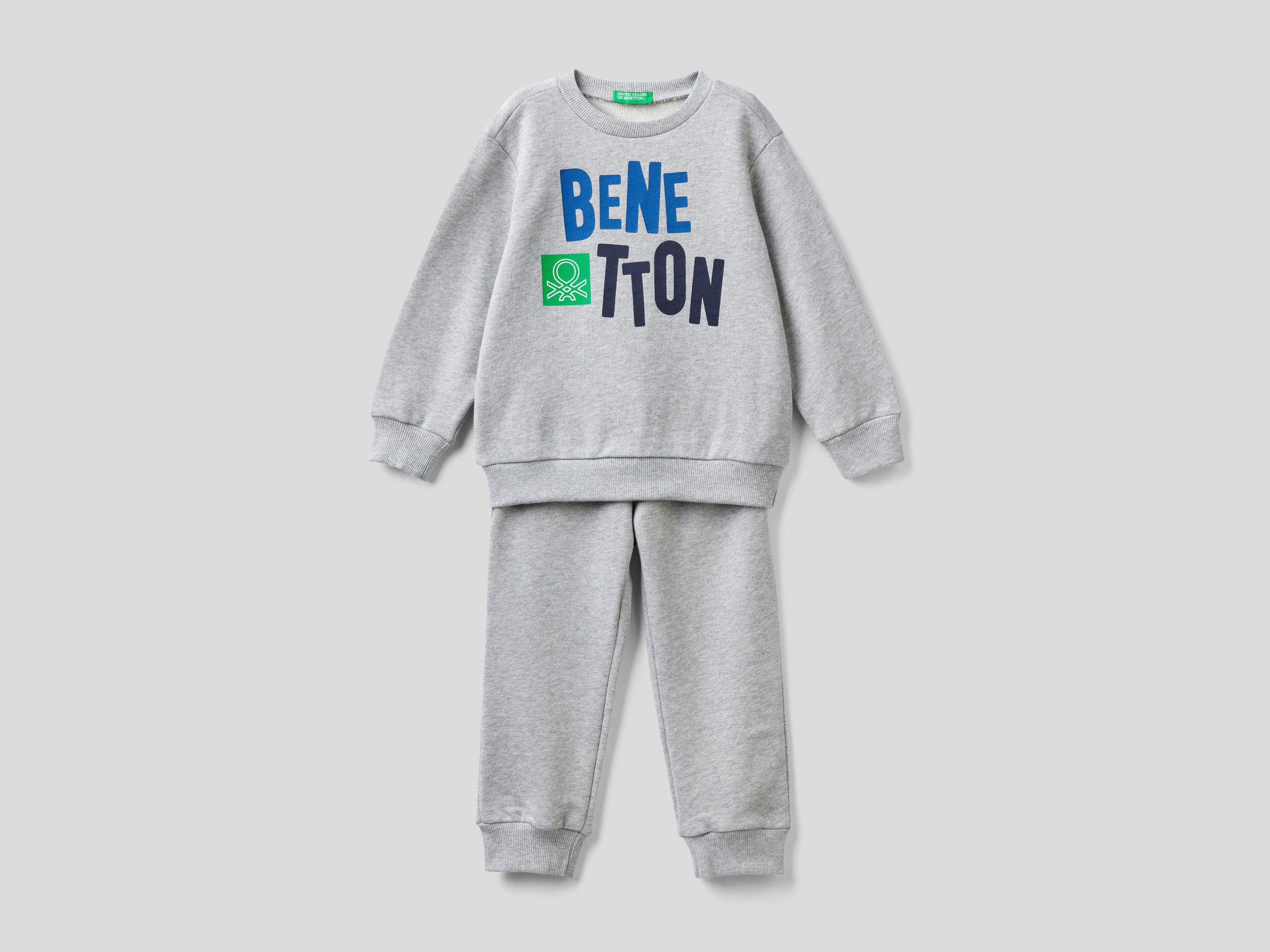 Benetton, Ensemble En Molleton De 100 % Coton Bio, taille , Gris, Enfants