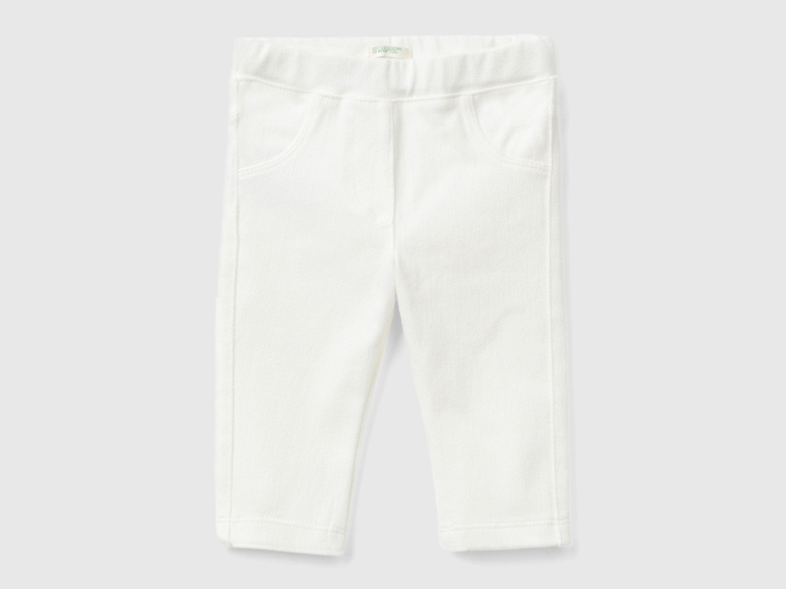 Benetton, Jeggings Super Stretch, Bianco Panna, Bambini