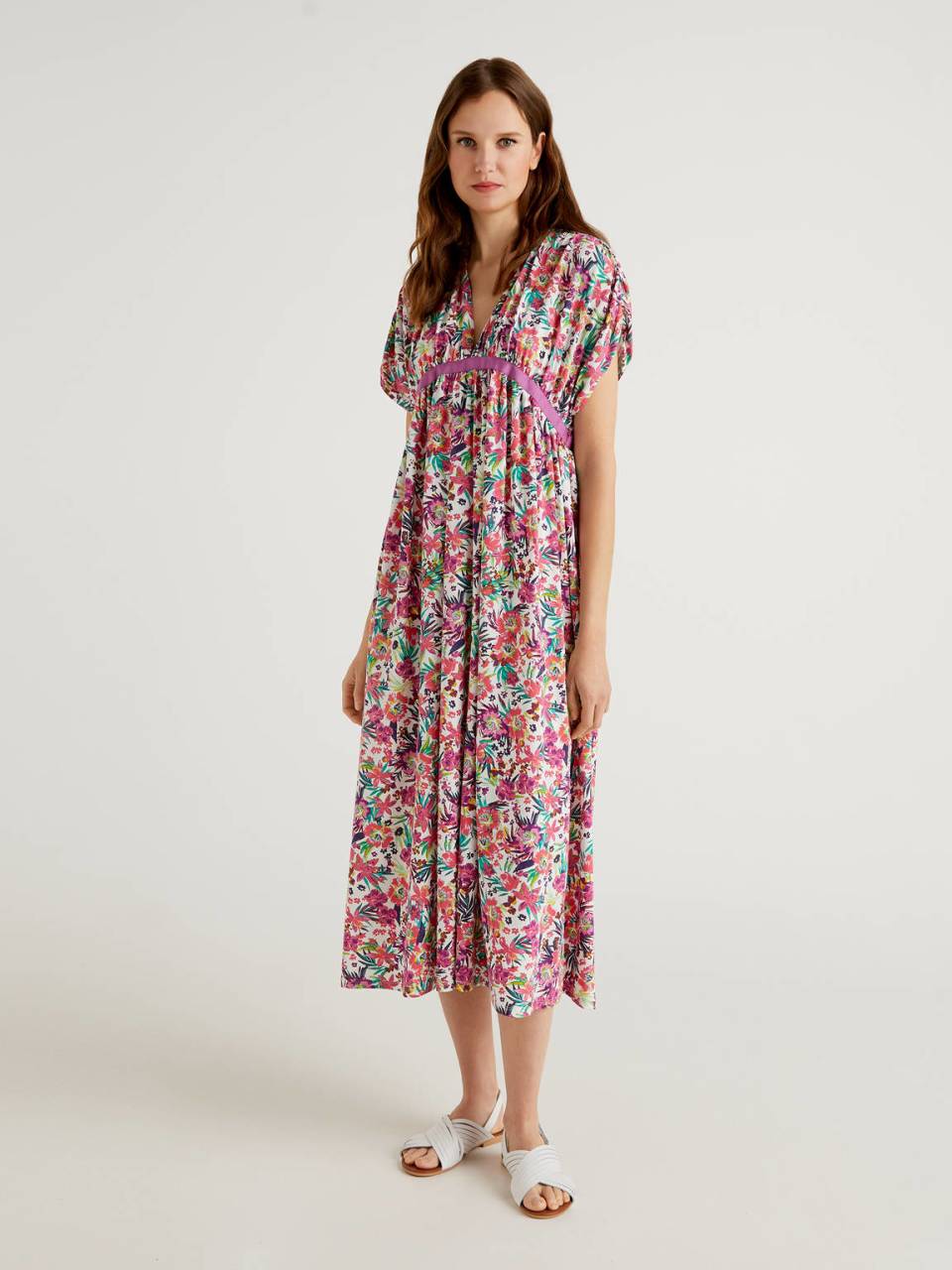 Benetton Floral pattern beach cover-up dress. 1