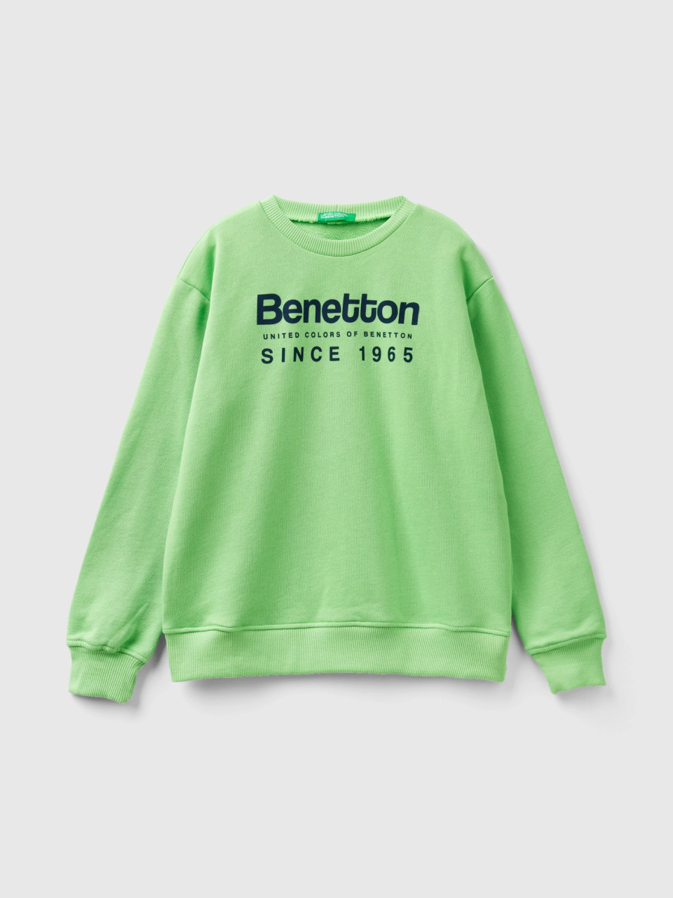 Benetton, Felpa Con Stampa Logo, Verde Chiaro, Bambini