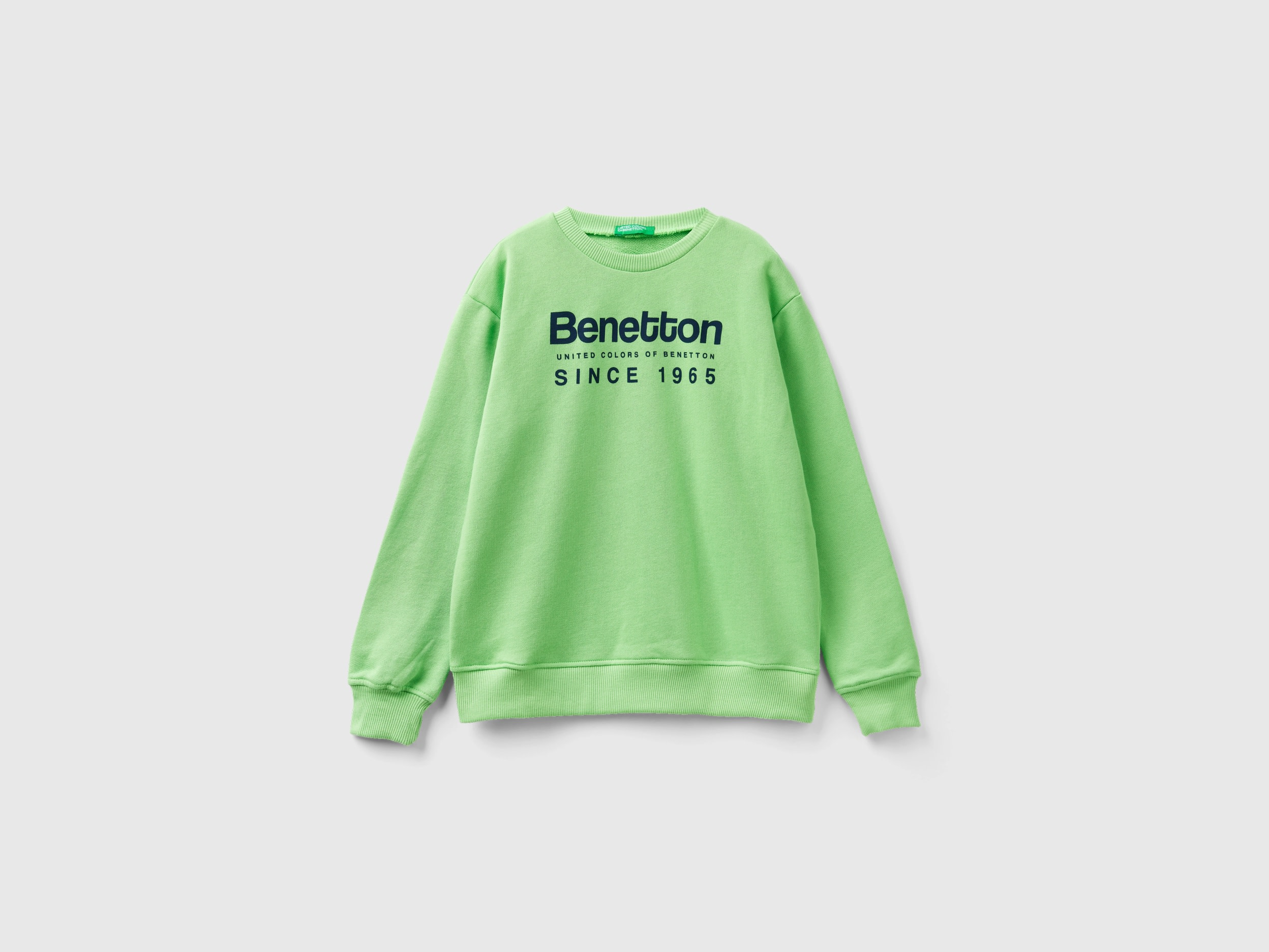 Benetton, Sweatshirt With Logo Print, size S, Light Green, Kids