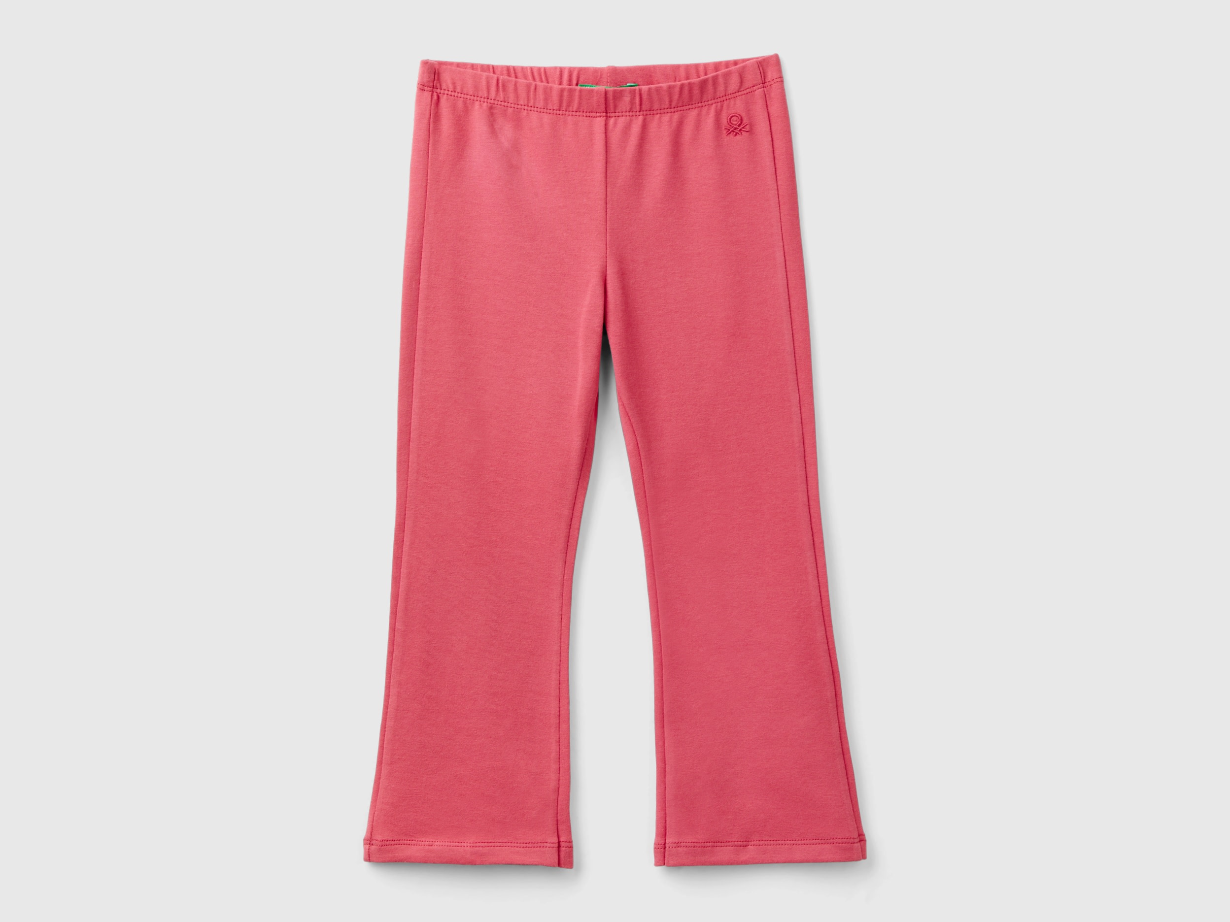 Benetton, Leggings A Zampa In Cotone Stretch, Malva, Bambini