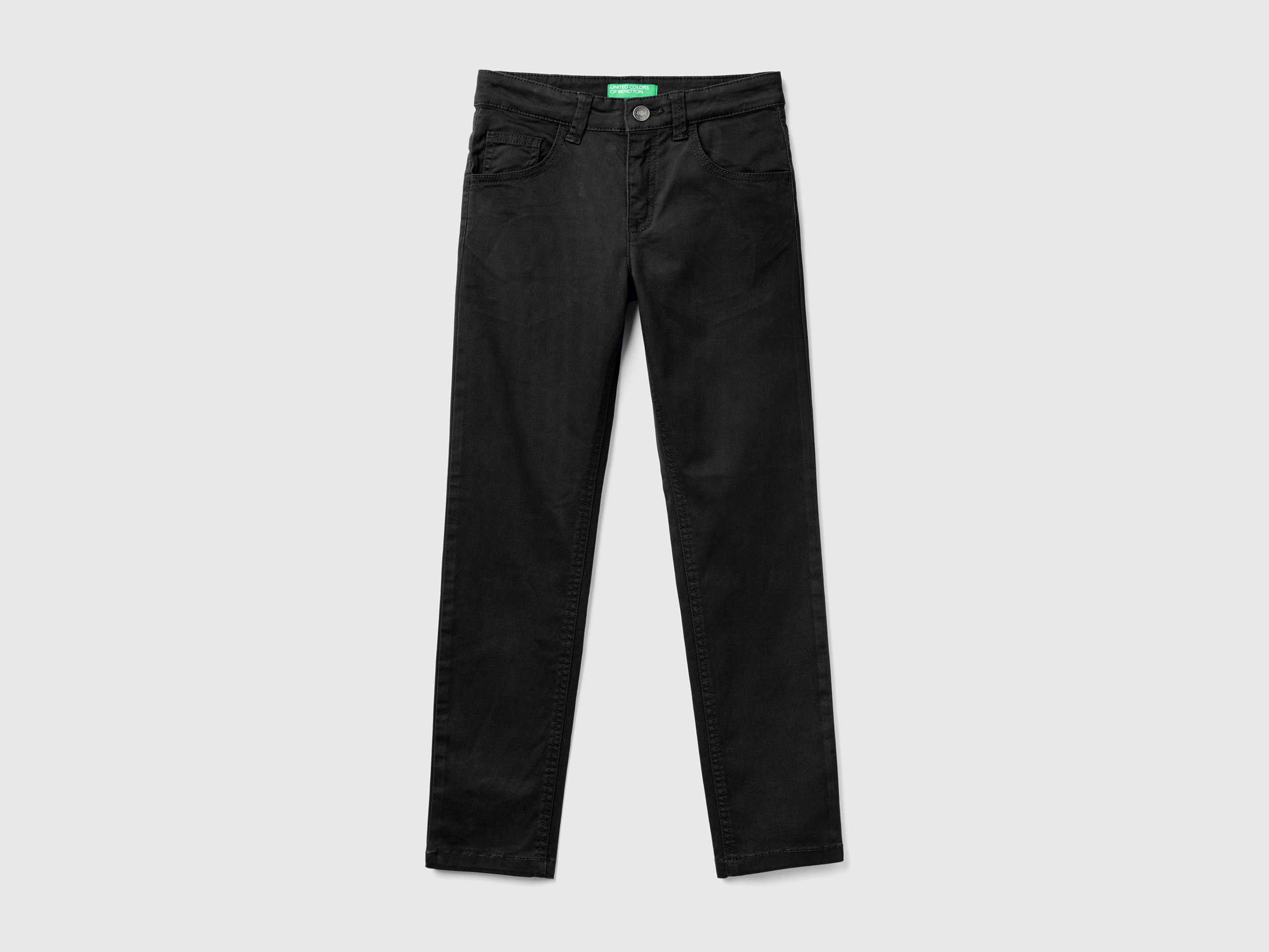 Benetton, Five-pocket Slim Fit Trousers, size 3XL, Black, Kids