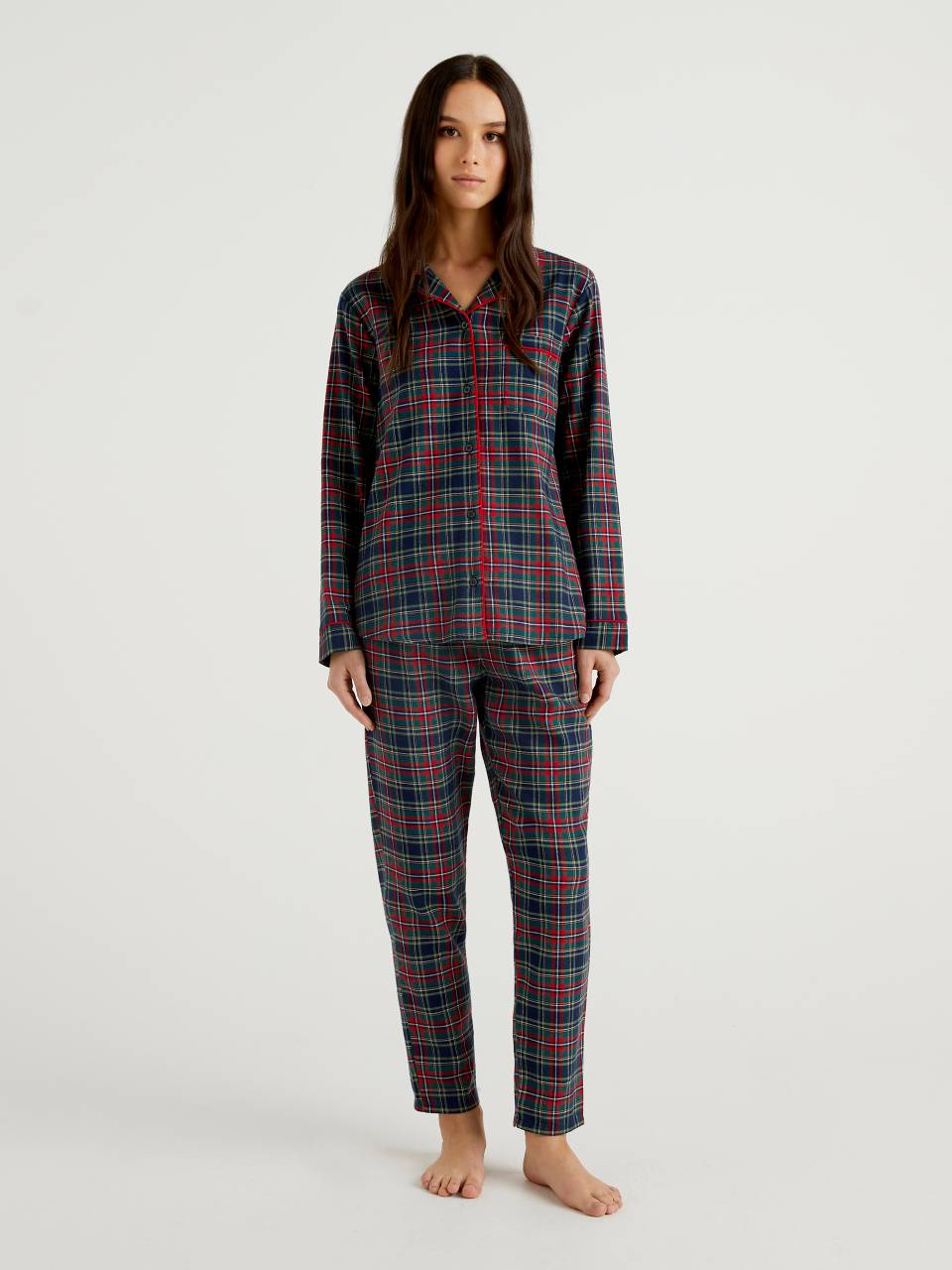 Benetton Check flannel pyjamas in cotton. 1