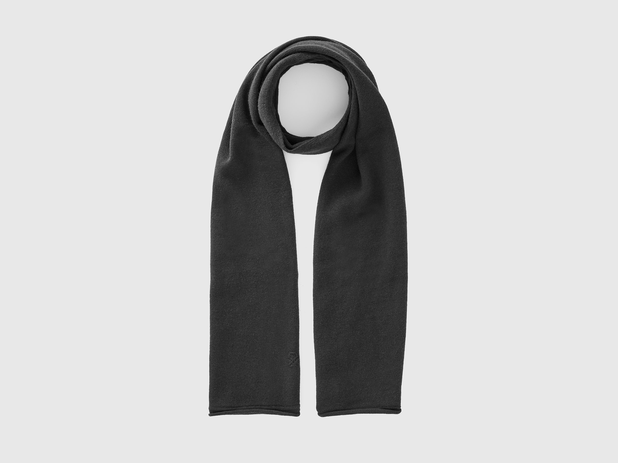 Benetton, Sciarpa In Misto Cashmere, Nero, Donna