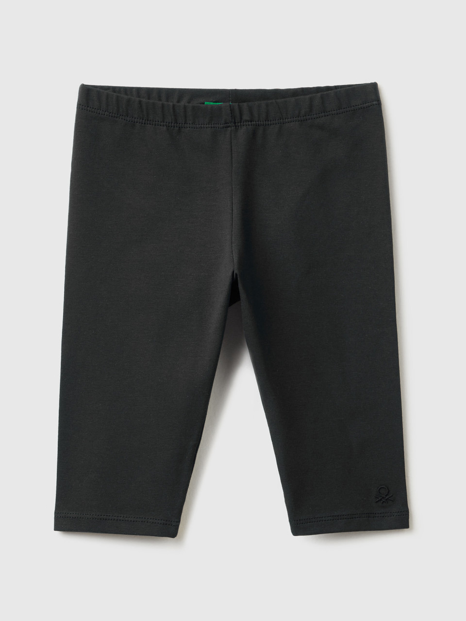 Benetton, 3/4 Leggings In Stretch Cotton, Black, Kids
