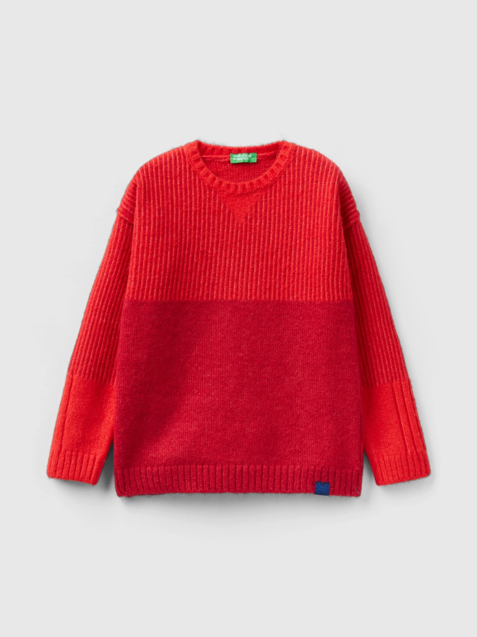 Benetton, Regular Fit Chenille Sweater, Red, Kids