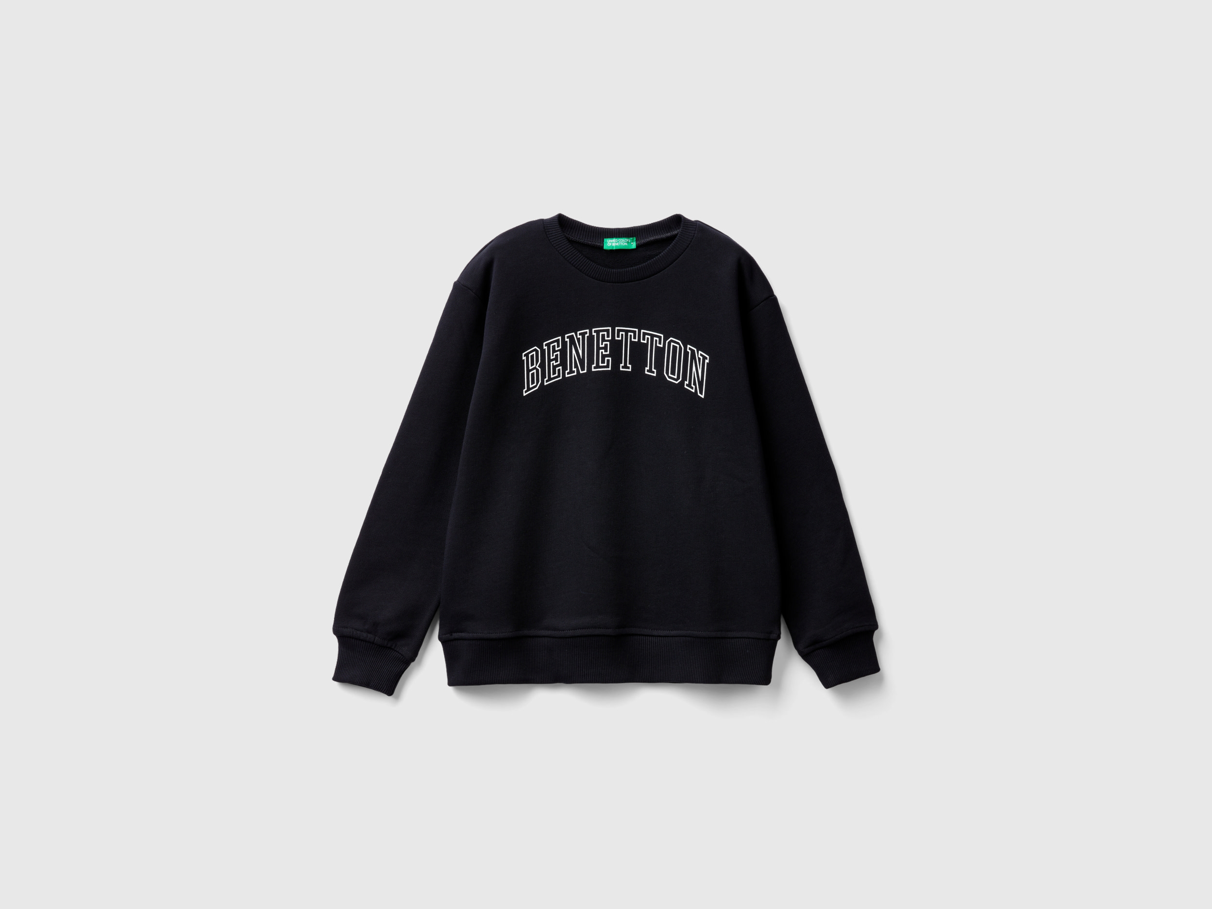 Benetton, Sweatshirt With Logo Print, size 2XL, Black, Kids