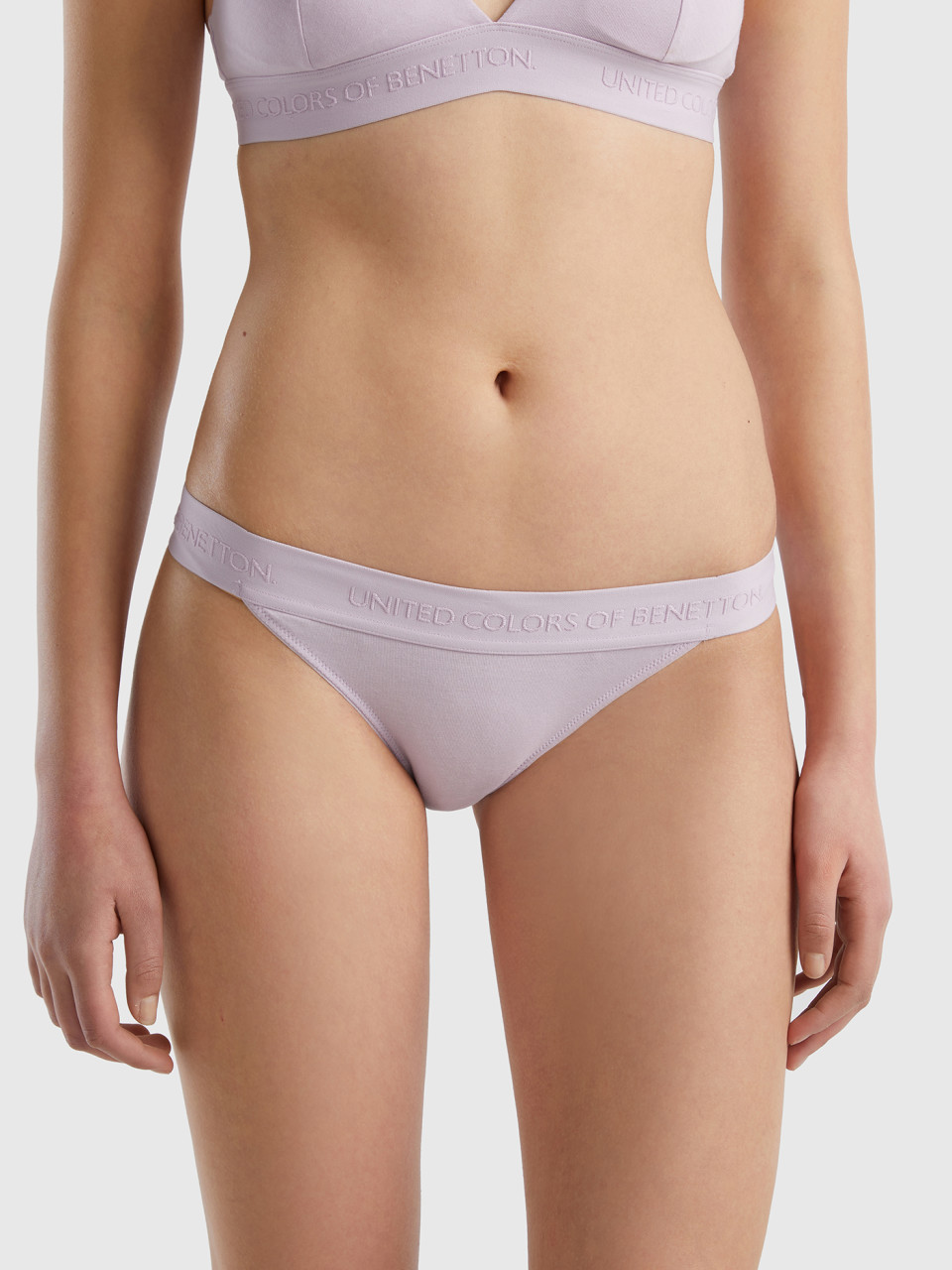 Benetton, Low-rise Underwear In Organic Cotton, Lilac, Women