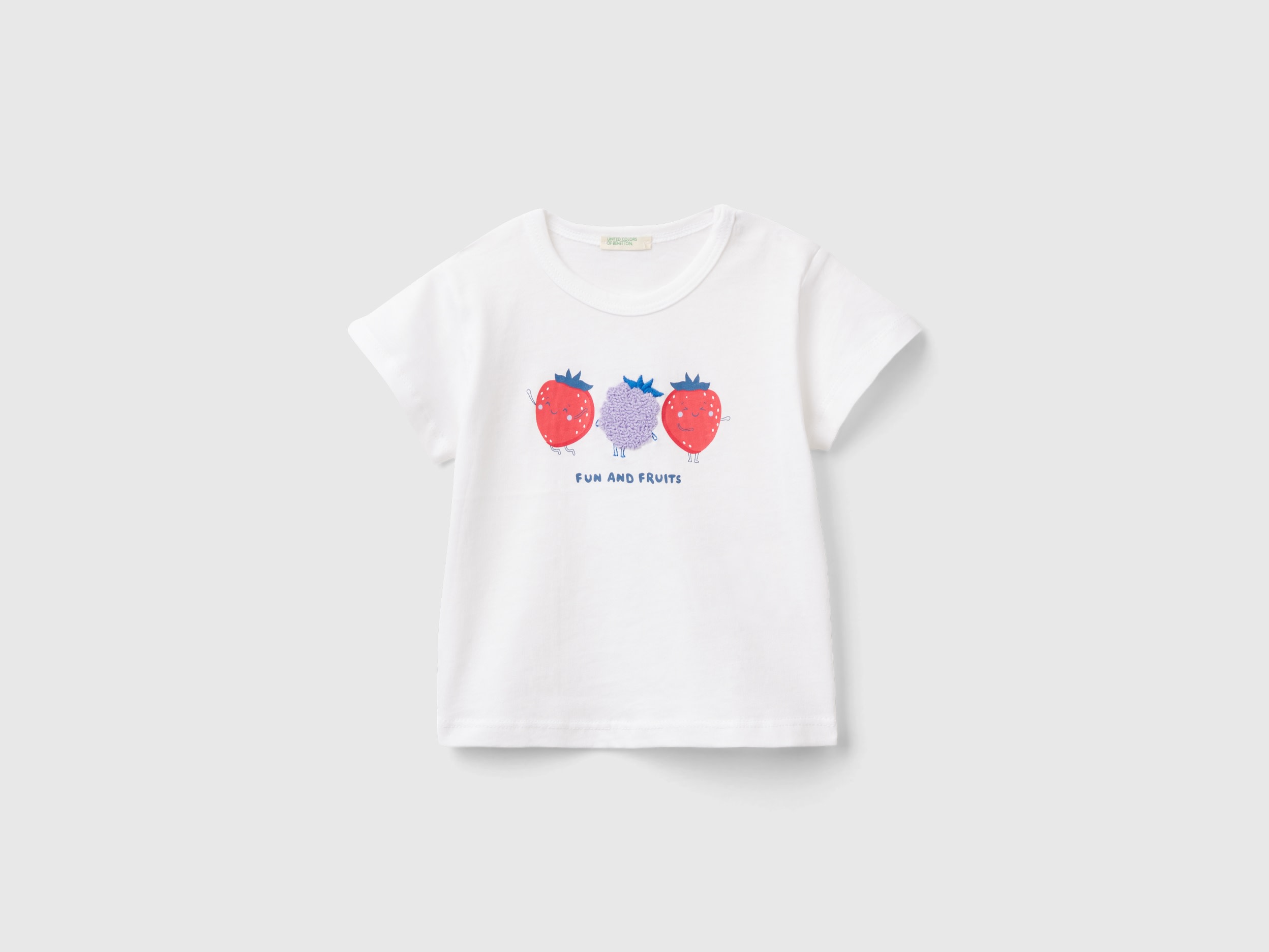 Image of Benetton, T-shirt With Print And Embroidery, size 56, White, Kids
