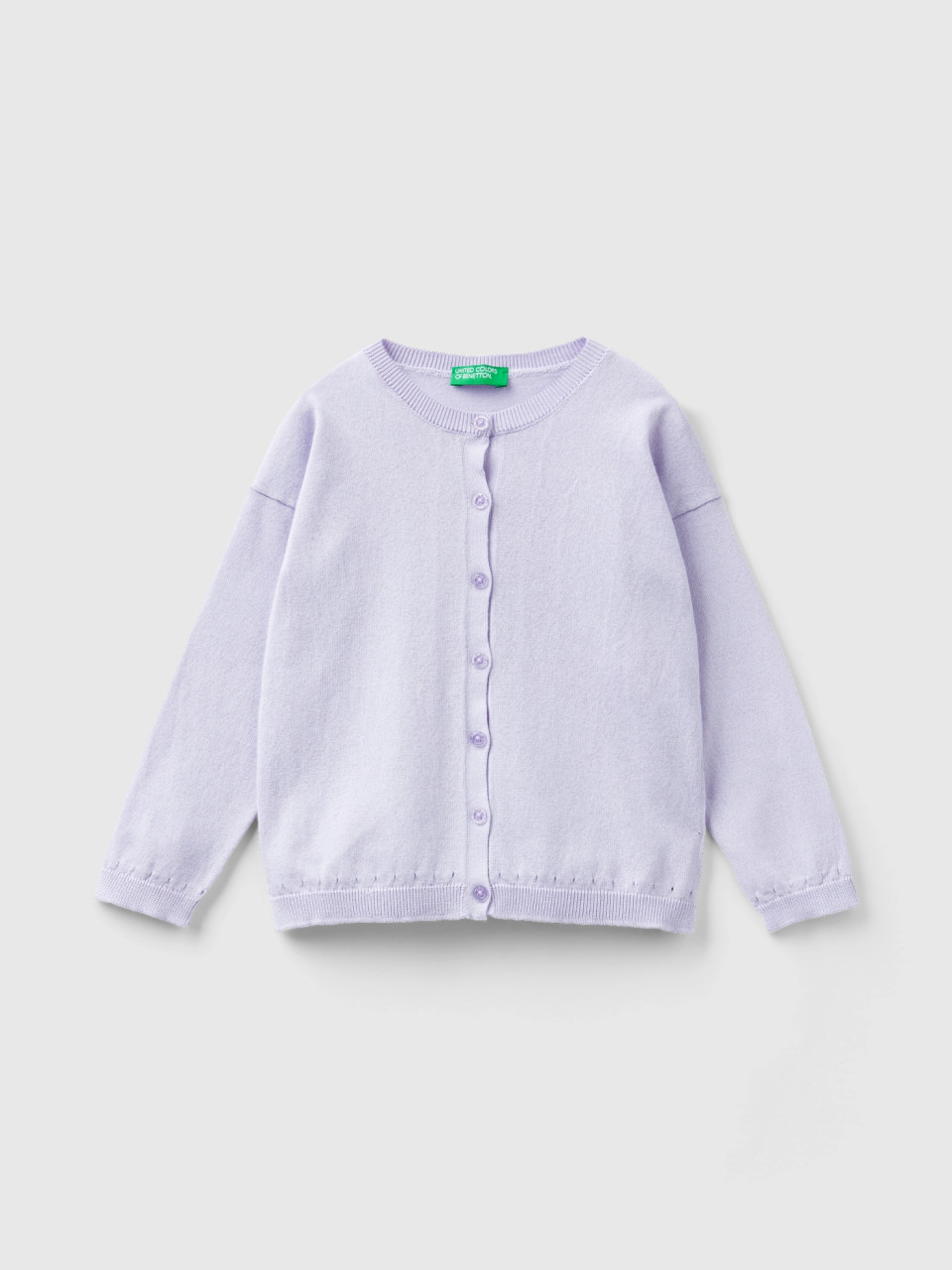 Benetton, Cardigan With Glittery Buttons, Lilac, Kids