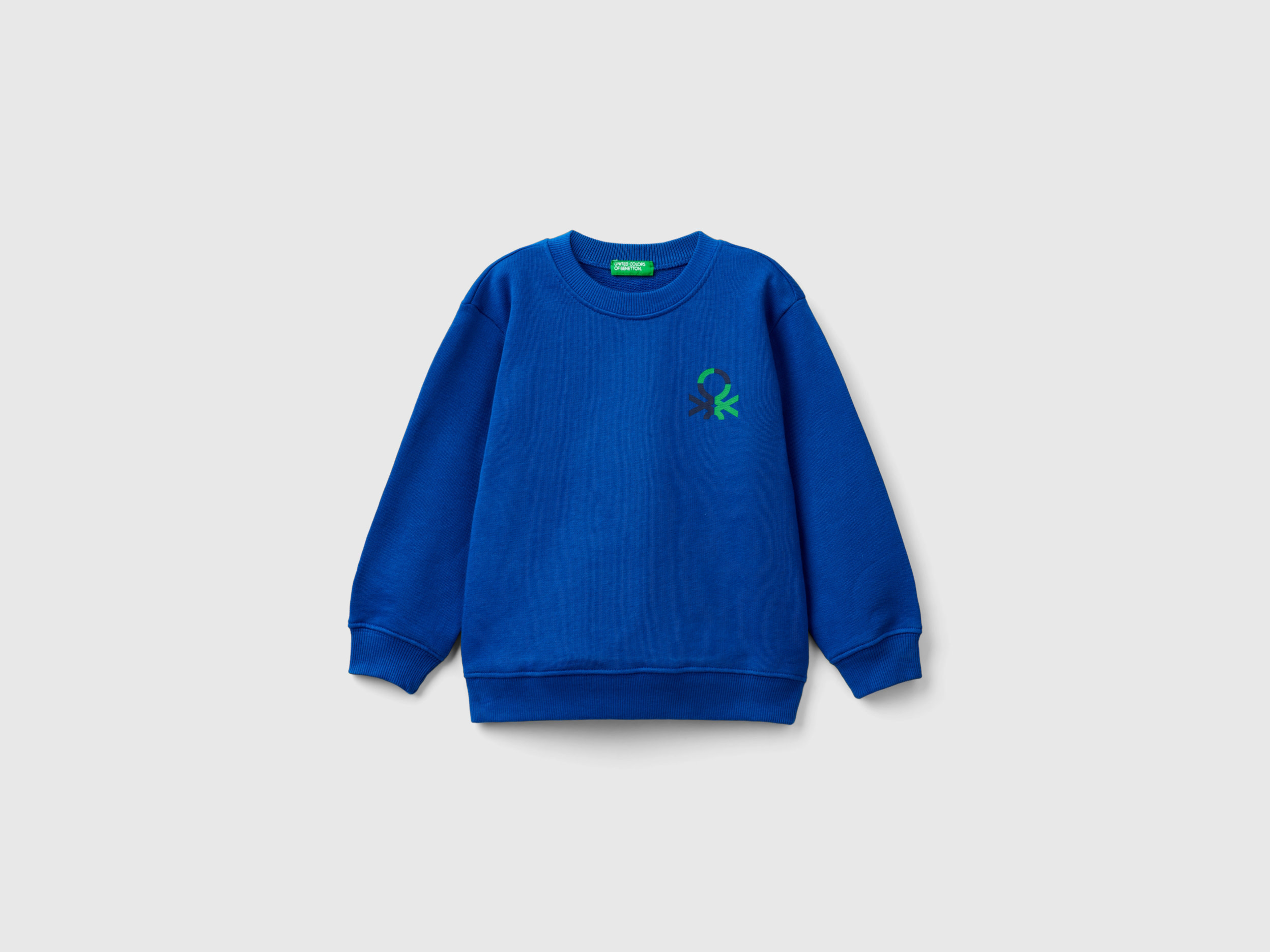 Benetton, Felpa 100% Cotone Biologico, Bluette, Bambini