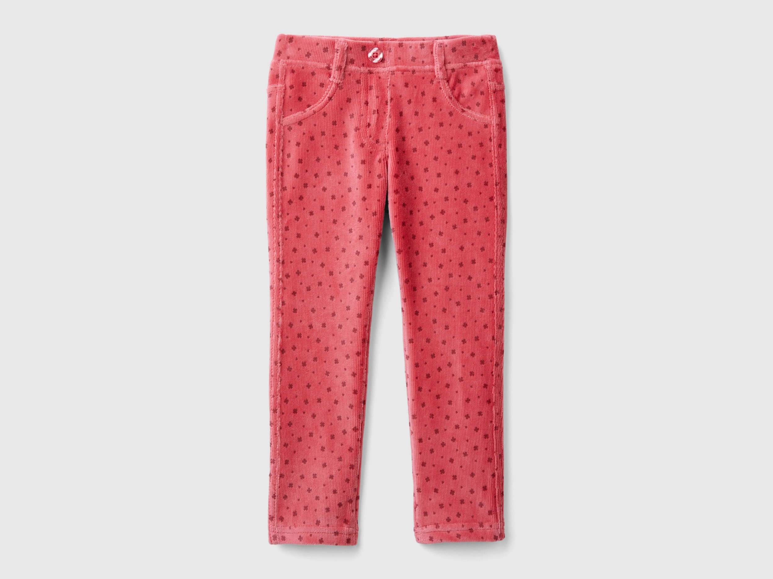 Benetton, Pantaloni Slim Fit In Ciniglia, Malva, Bambini