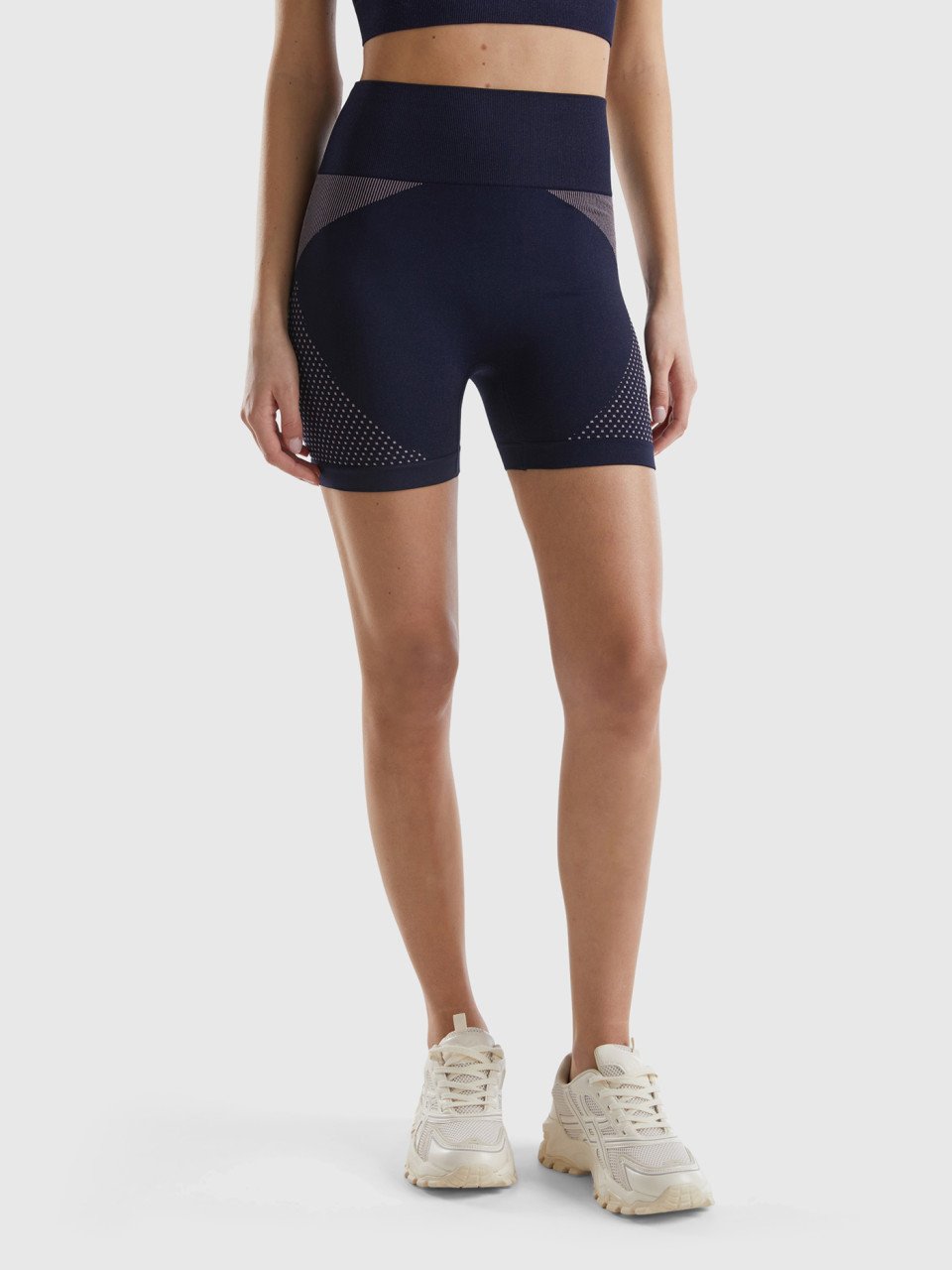 Benetton, Nahtlose Sport-shorts, Dunkelblau, female
